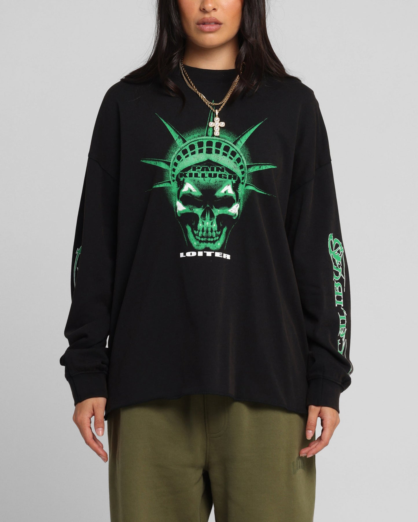 Loiter Liberty Long Sleeve T-Shirt Vintage Black Style001