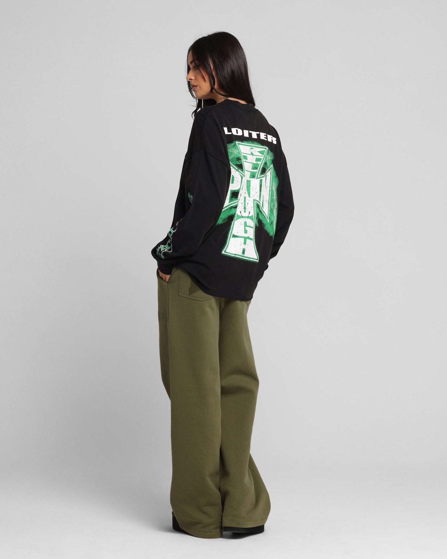 Loiter Liberty Long Sleeve T-Shirt Vintage Black Style001