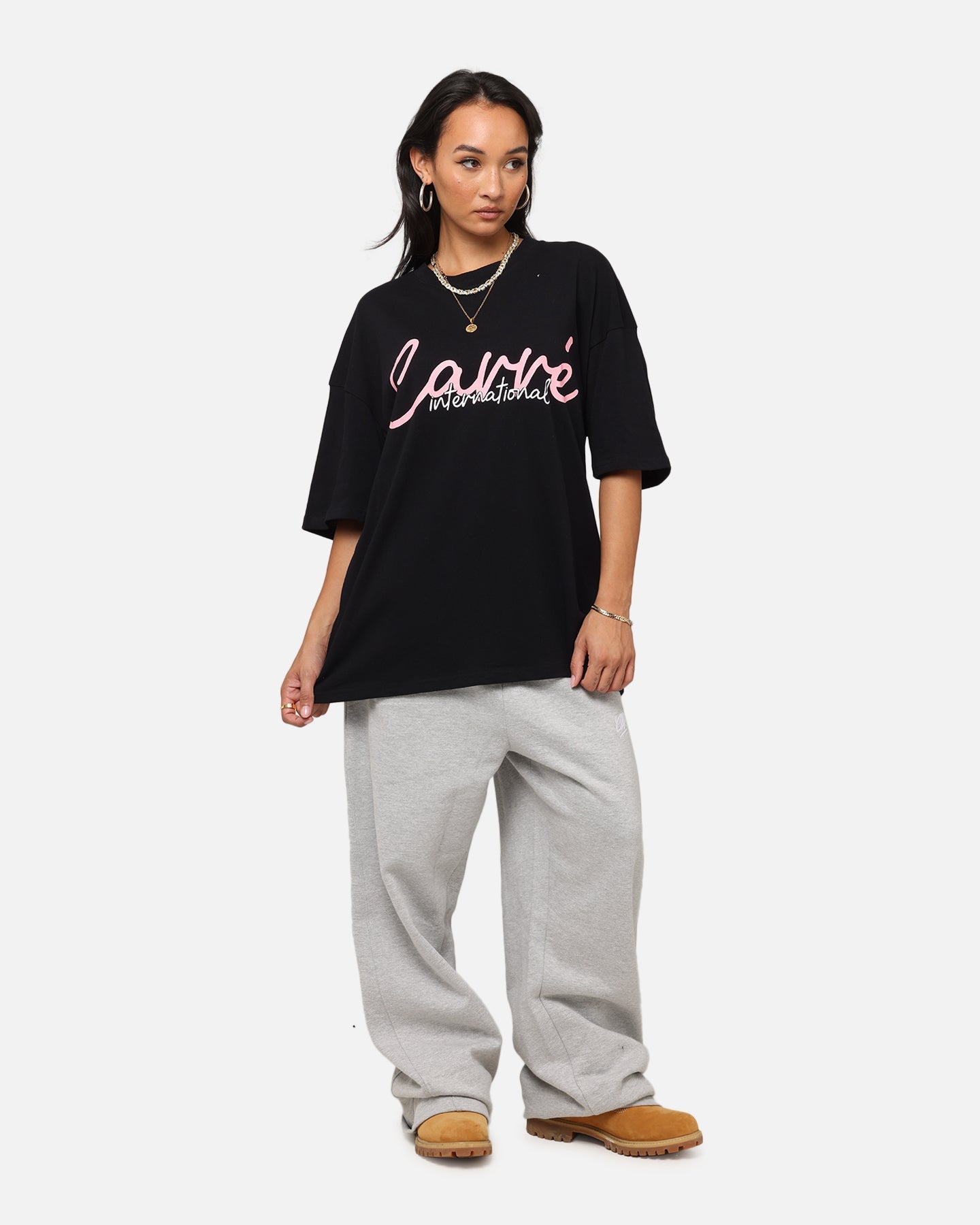 Carre International Script T-Shirt Black Style001