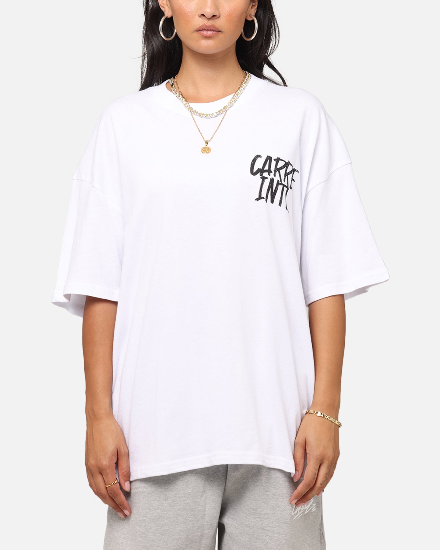 Carre Intl Drop Shoulder T-Shirt White Style001