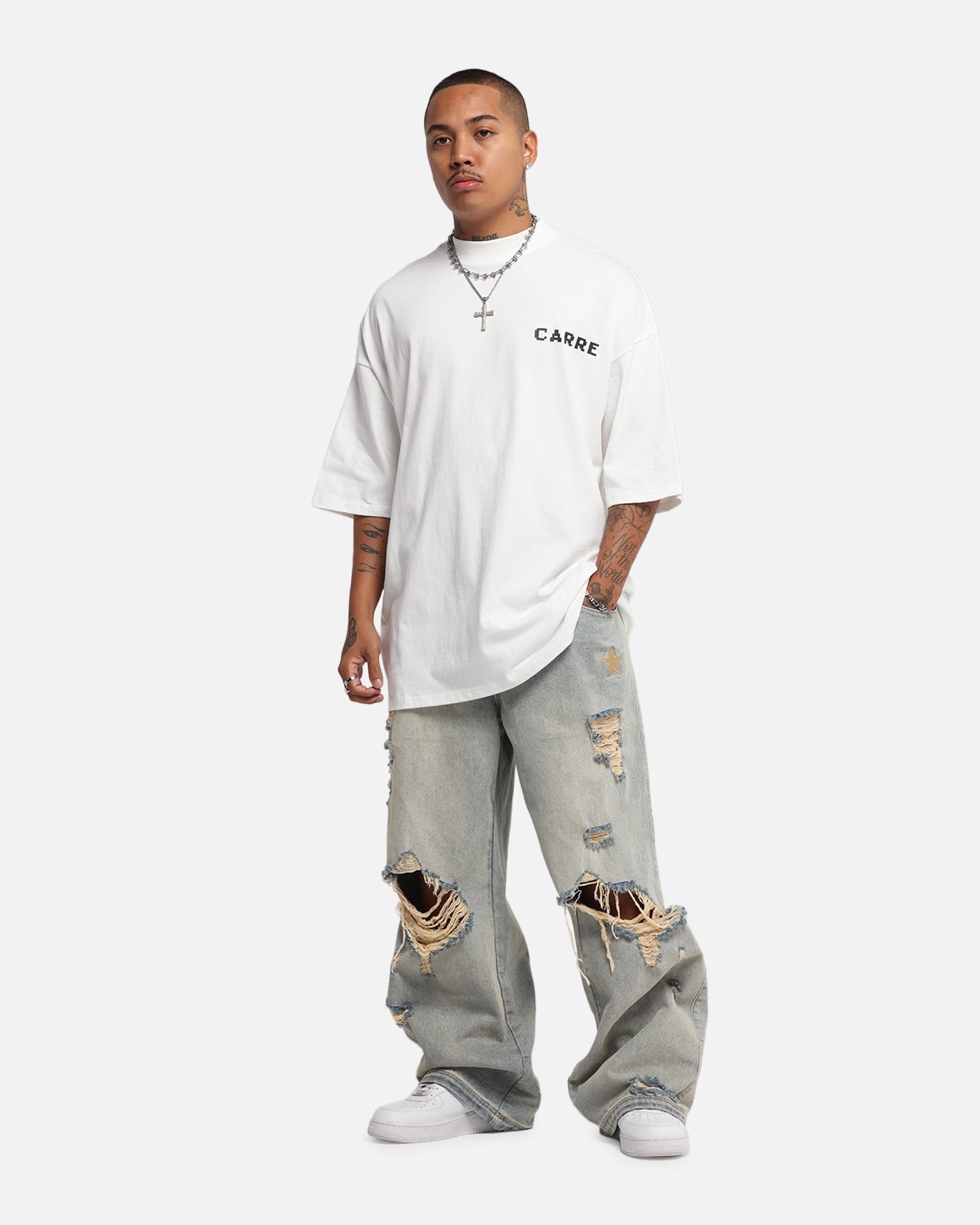 Carre Level Up Mock Neck T-Shirt Off White