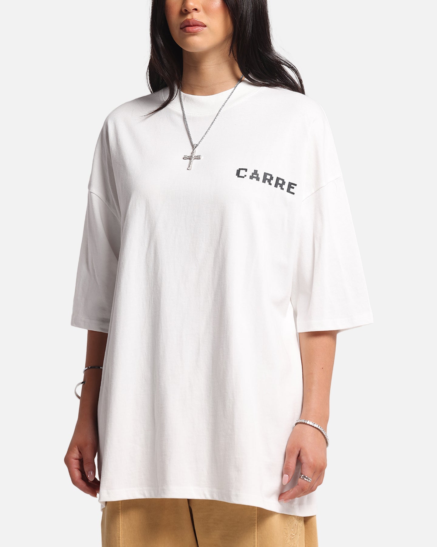 Carre Level Up Mock Neck T-Shirt Off White Style001
