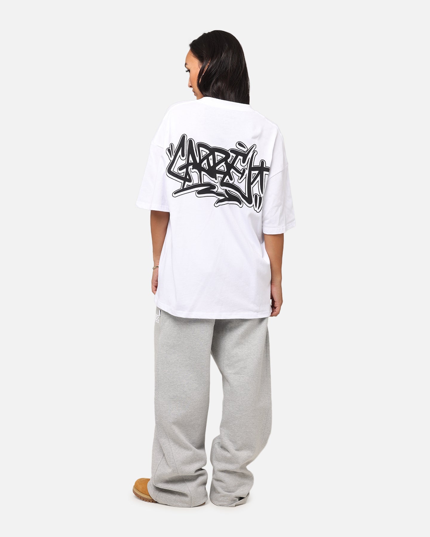 Carre Tagged Drop Shoulder T-Shirt White Style001