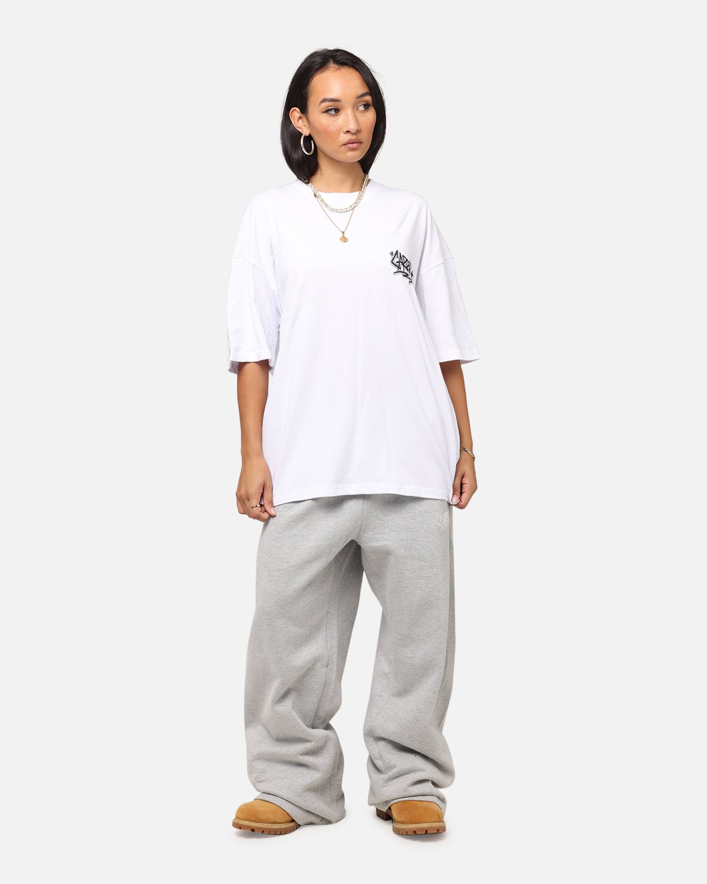 Carre Tagged Drop Shoulder T-Shirt White Style001