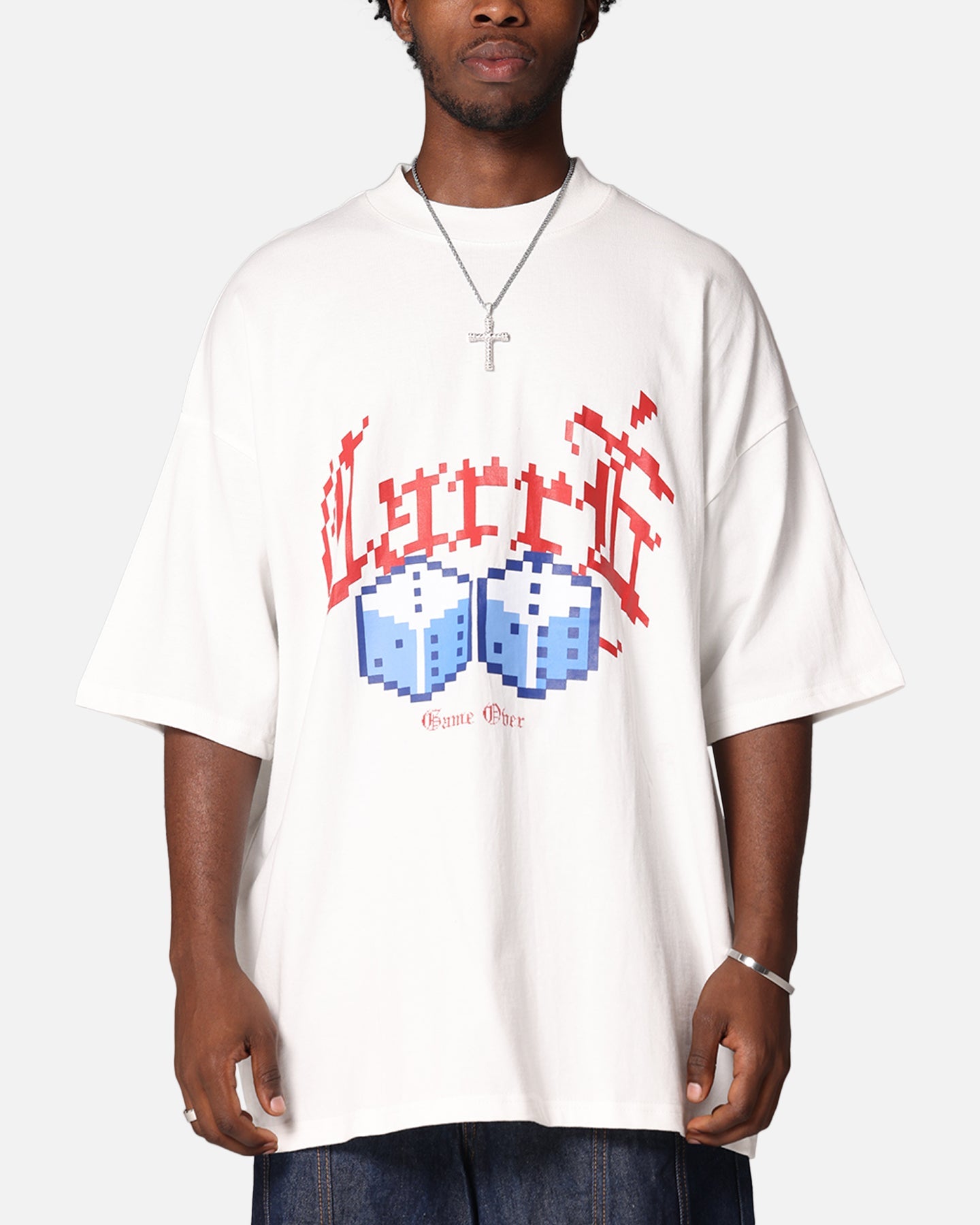 Carre Game Over Mock Neck T-Shirt Off White