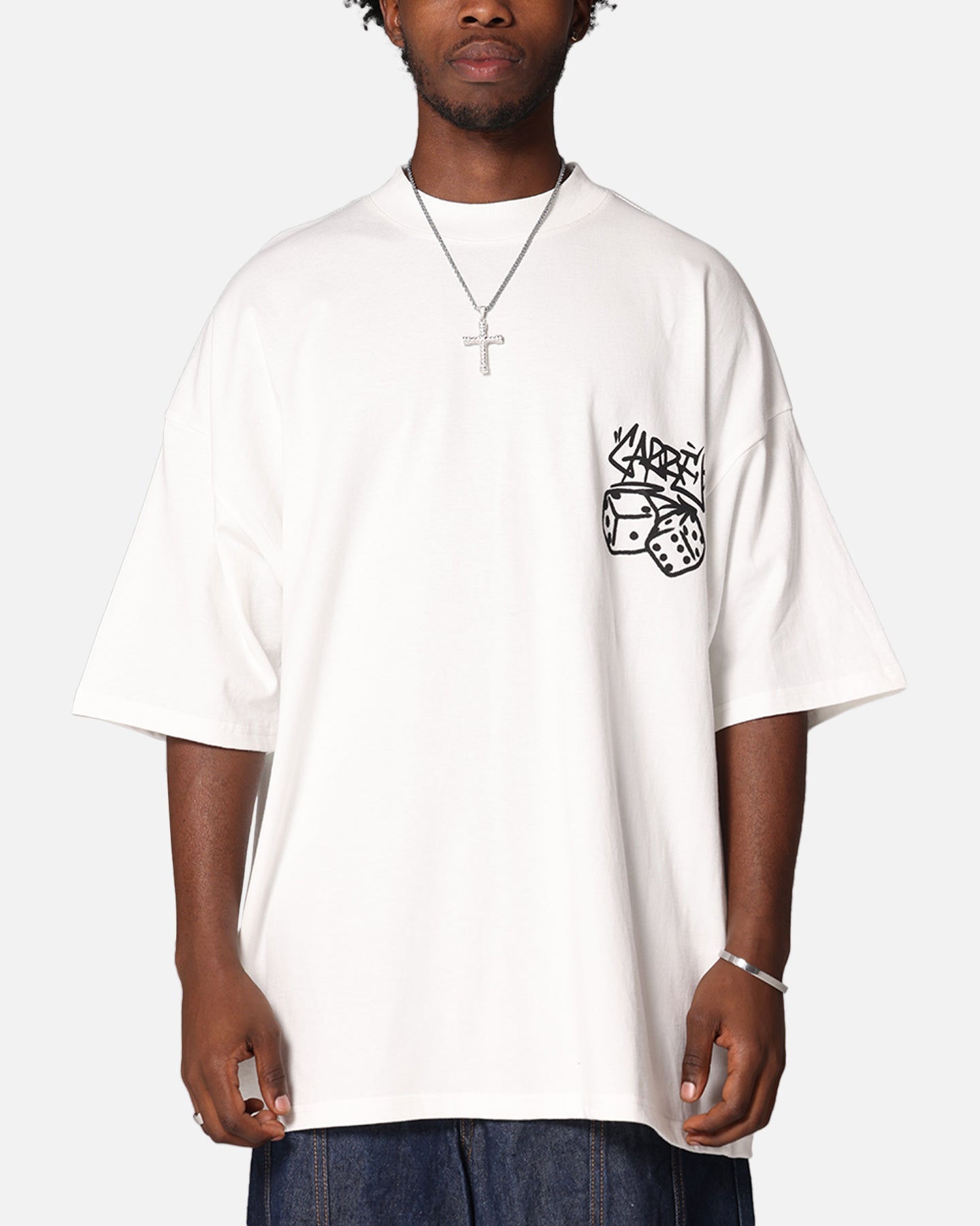 Carre Rolling Worldwide Mock Neck T-Shirt Off White