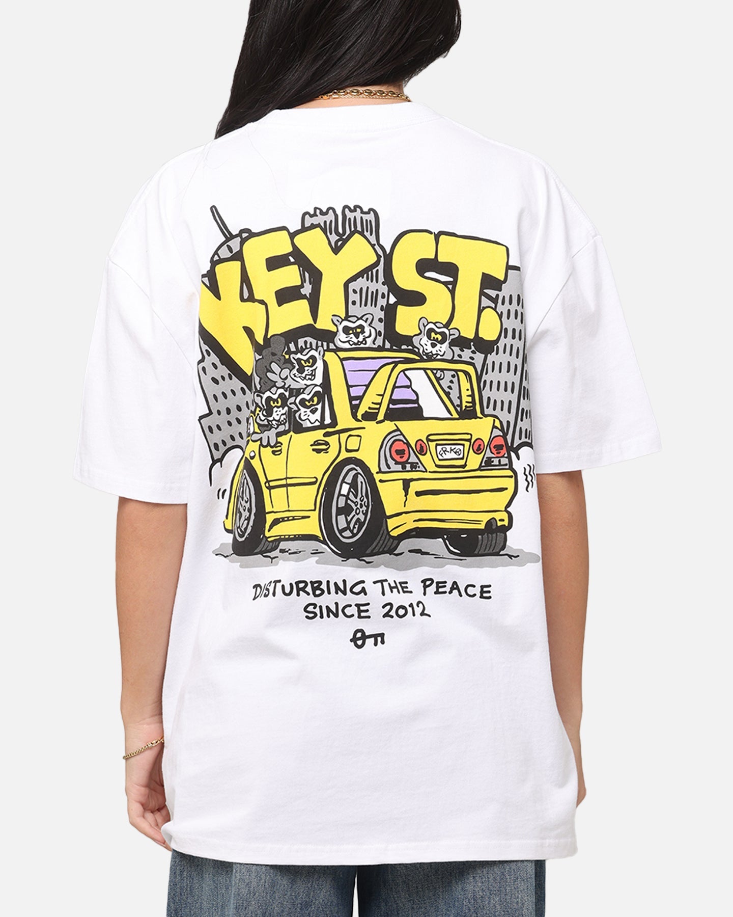 Key Street X FRKO Racoons T-Shirt White Style001