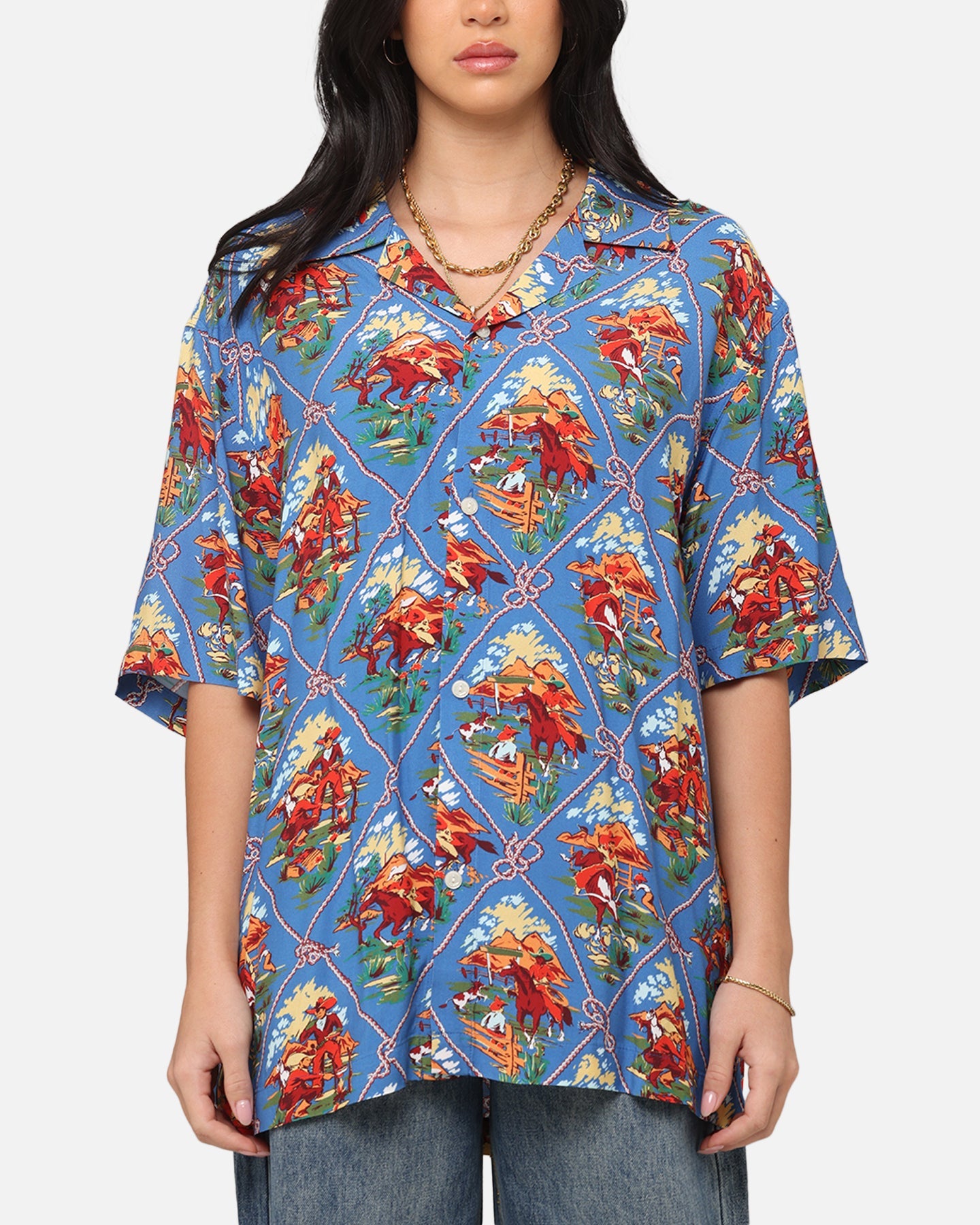 Champion Route 40 Drifter Button Up Shirt Teal Style001