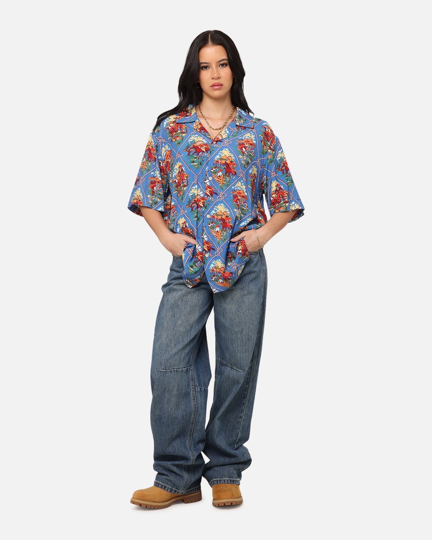 Champion Route 40 Drifter Button Up Shirt Teal Style001