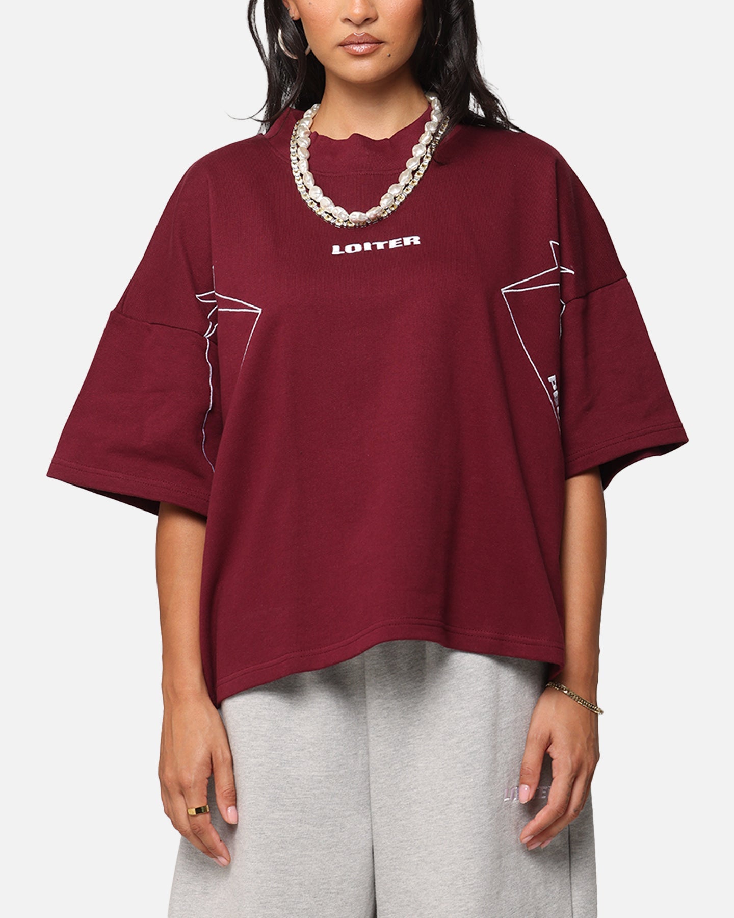 Loiter Dark Performance T-Shirt Burgandy Style001