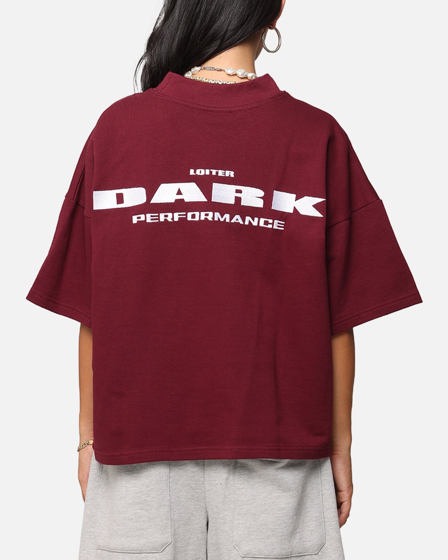 Loiter Dark Performance T-Shirt Burgandy Style001
