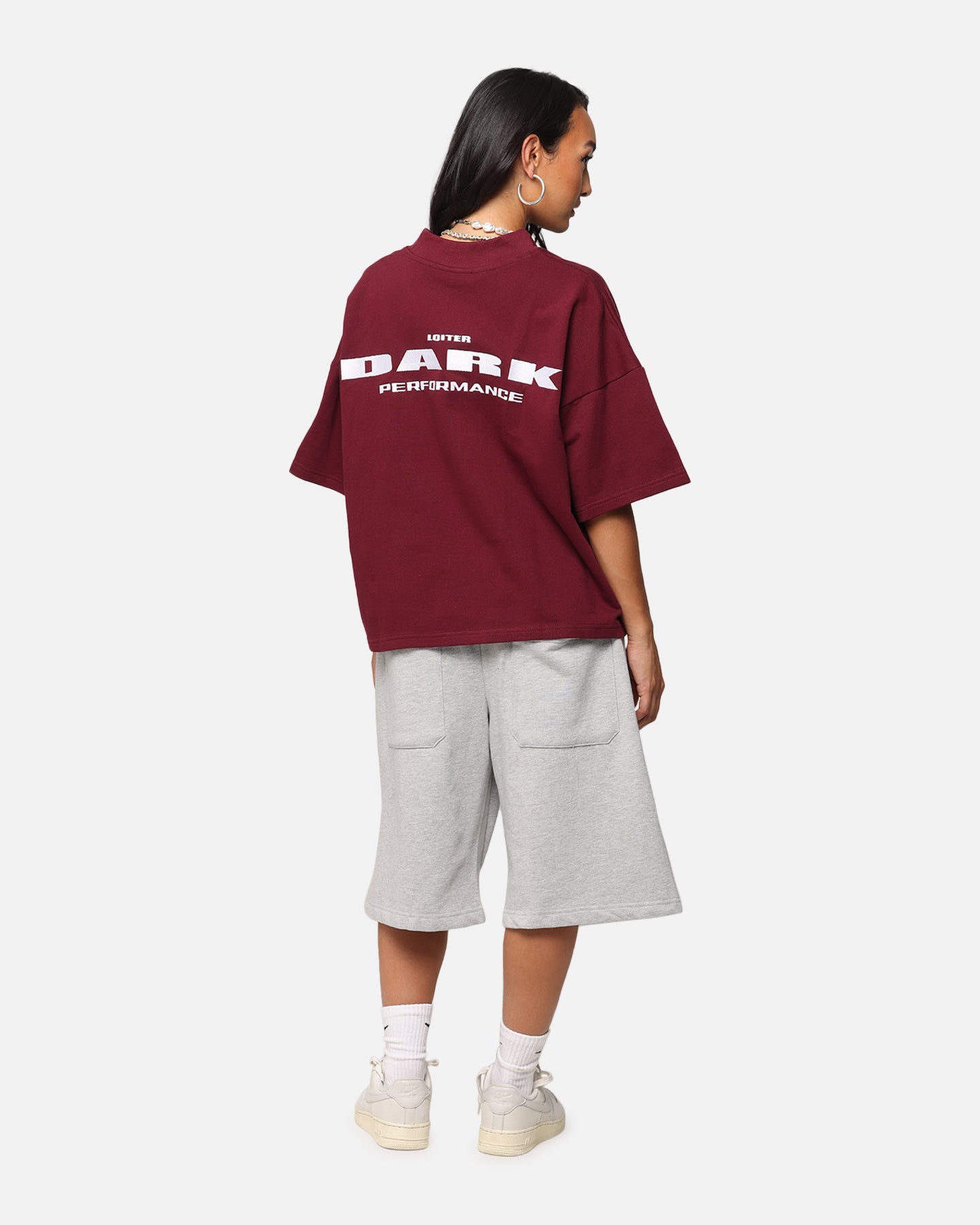 Loiter Dark Performance T-Shirt Burgandy Style001