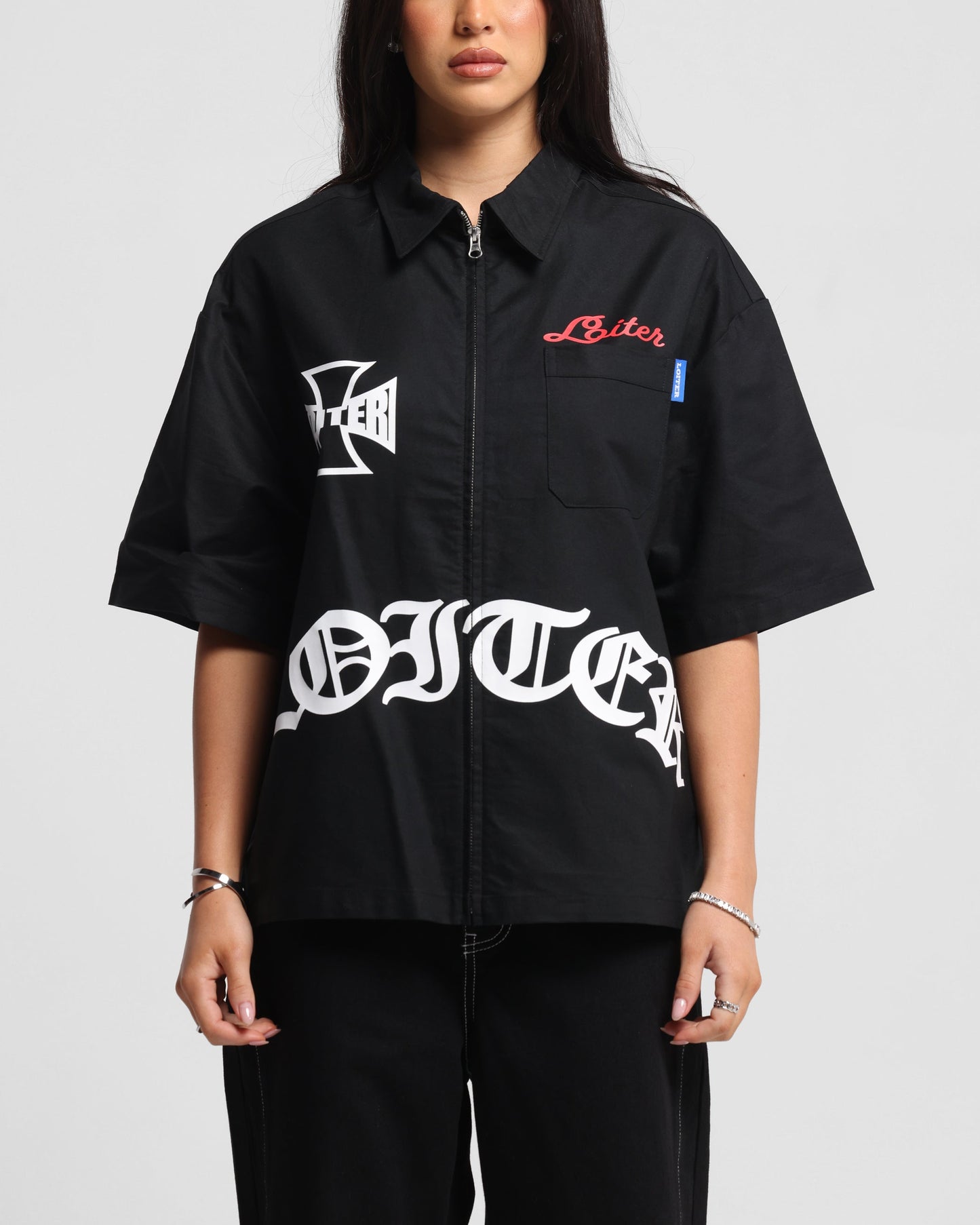 Loiter Chopper Work Shirt Black Style001