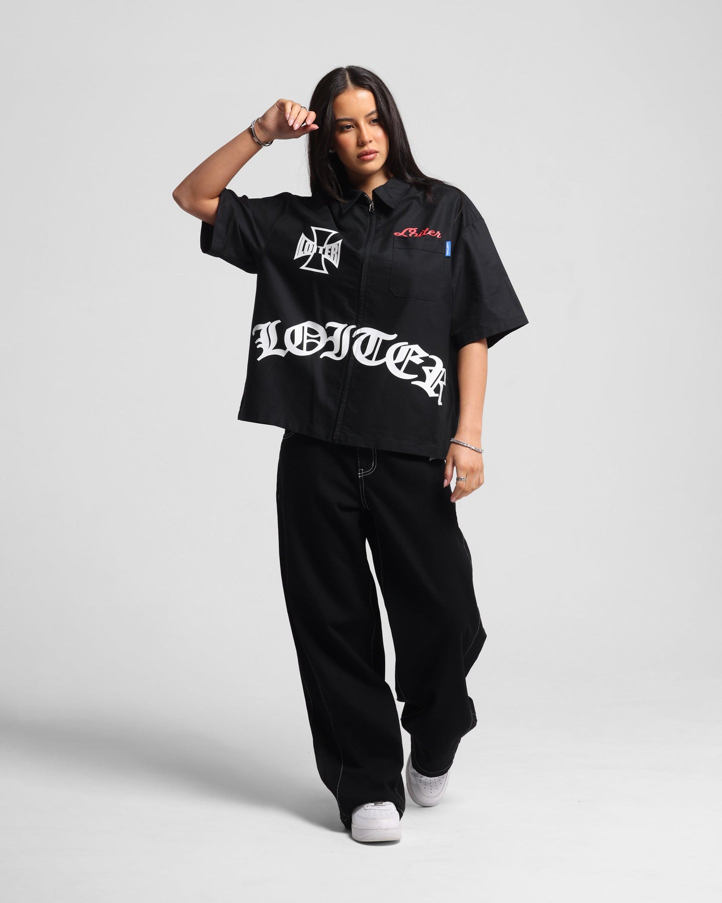 Loiter Chopper Work Shirt Black Style001