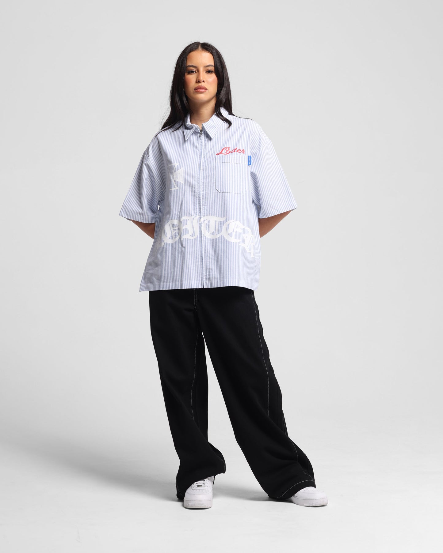 Loiter Chopper Work Shirt Blue/White Style001
