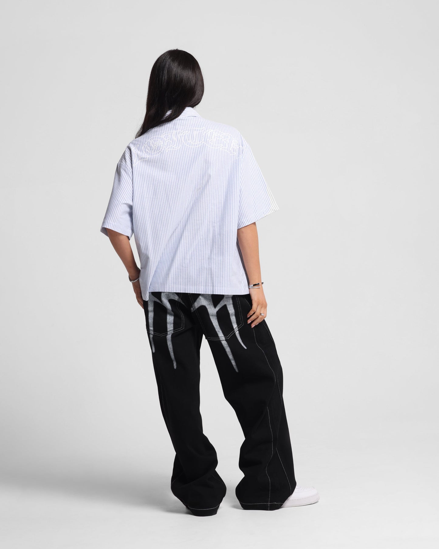 Loiter Chopper Work Shirt Blue/White Style001