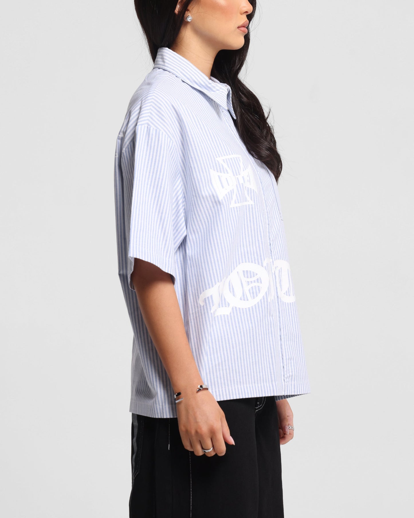 Loiter Chopper Work Shirt Blue/White Style001