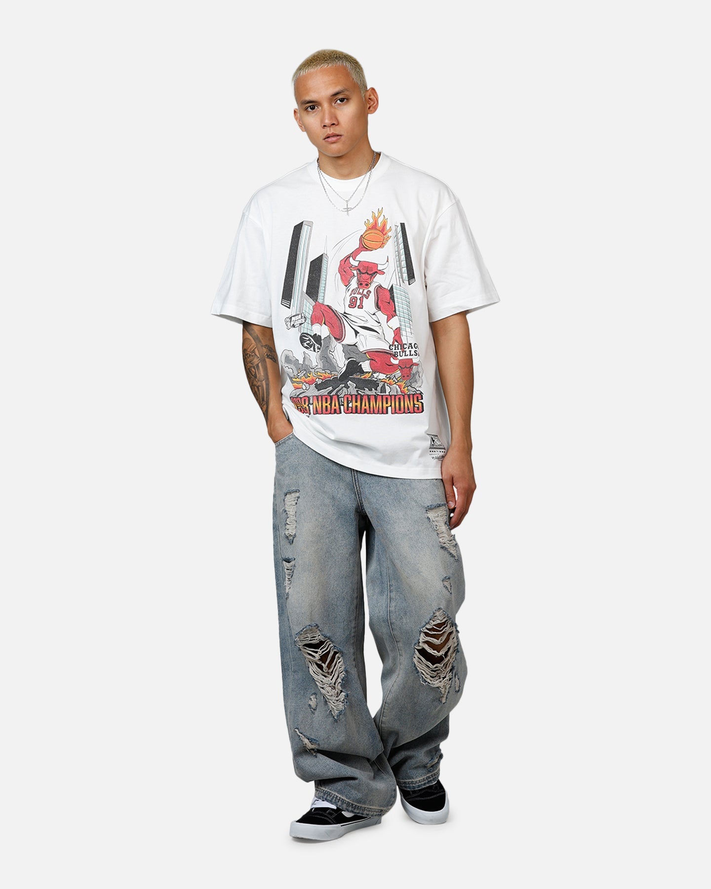 Mitchell & Ness Chicago Bulls Board Beaker T-Shirt Vintage White