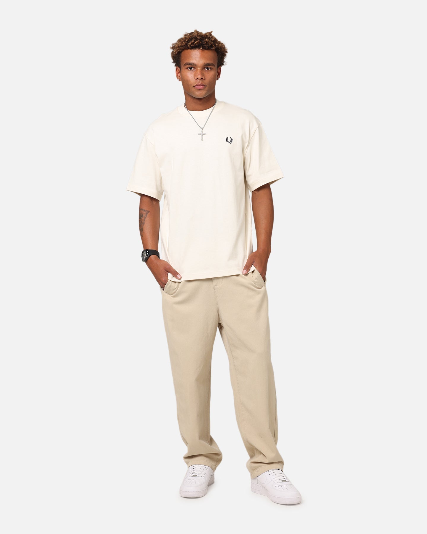 Fred Perry Embroidered Champion T-Shirt Ecru