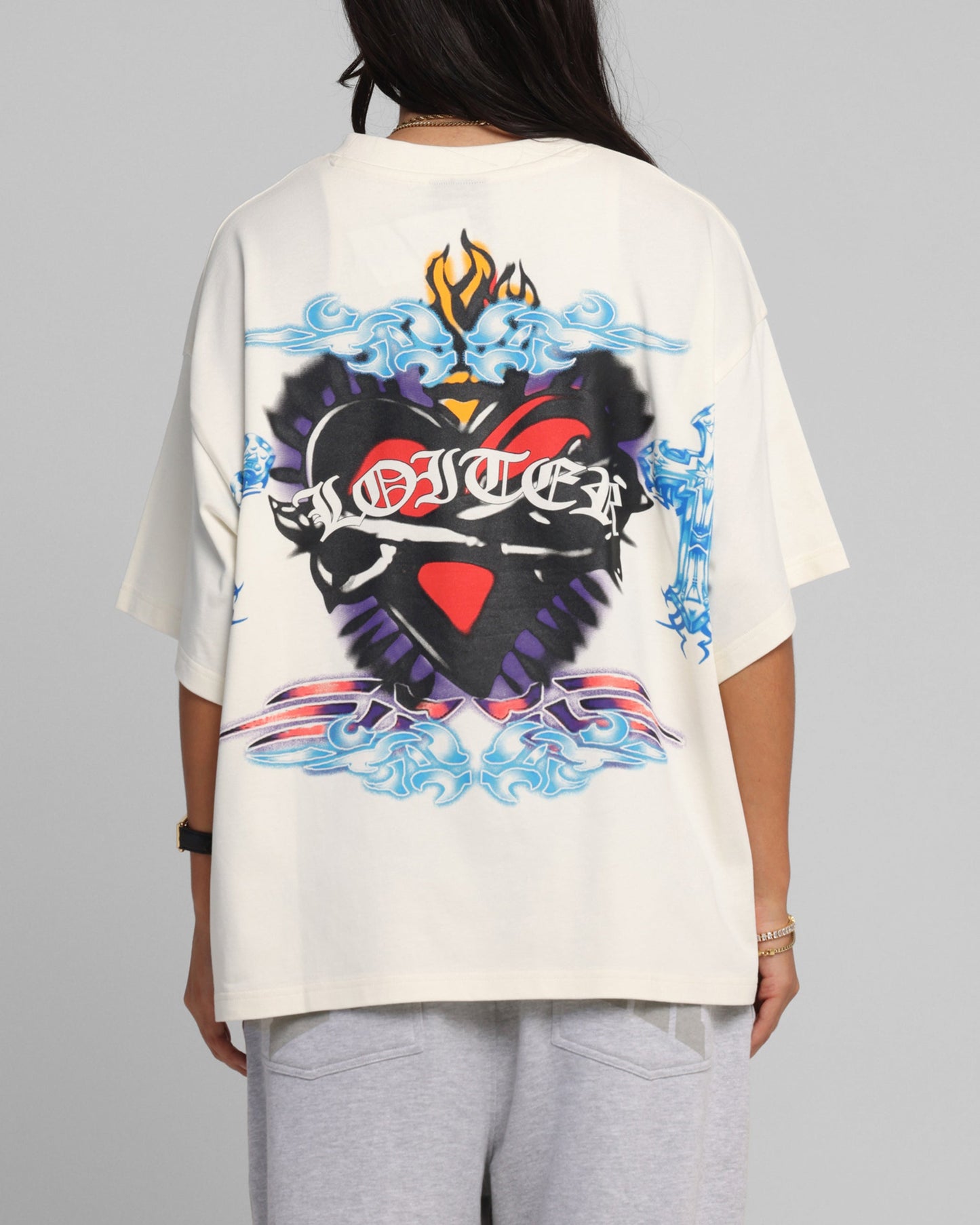 Loiter Hearts T-Shirt Off White Style001
