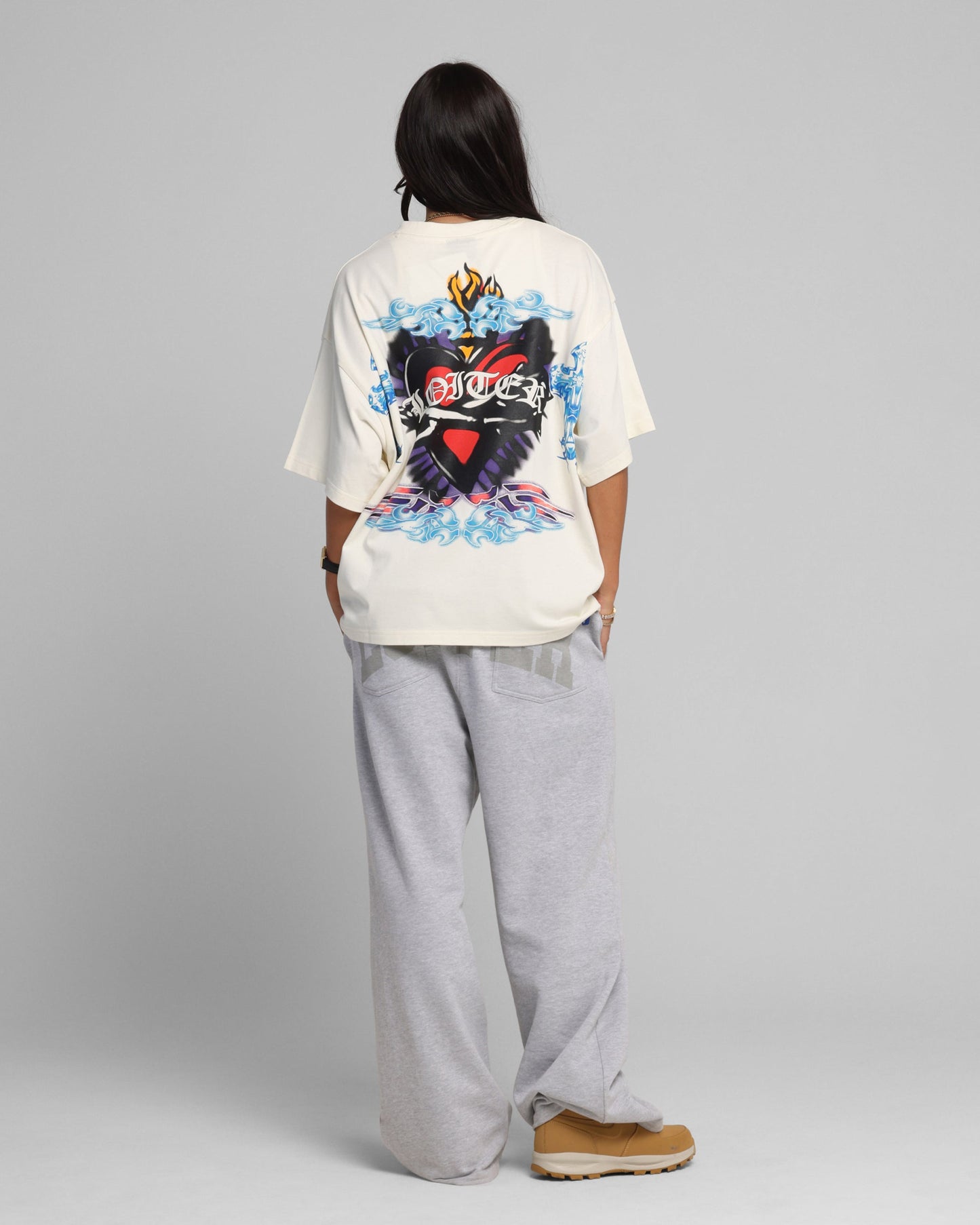 Loiter Hearts T-Shirt Off White Style001