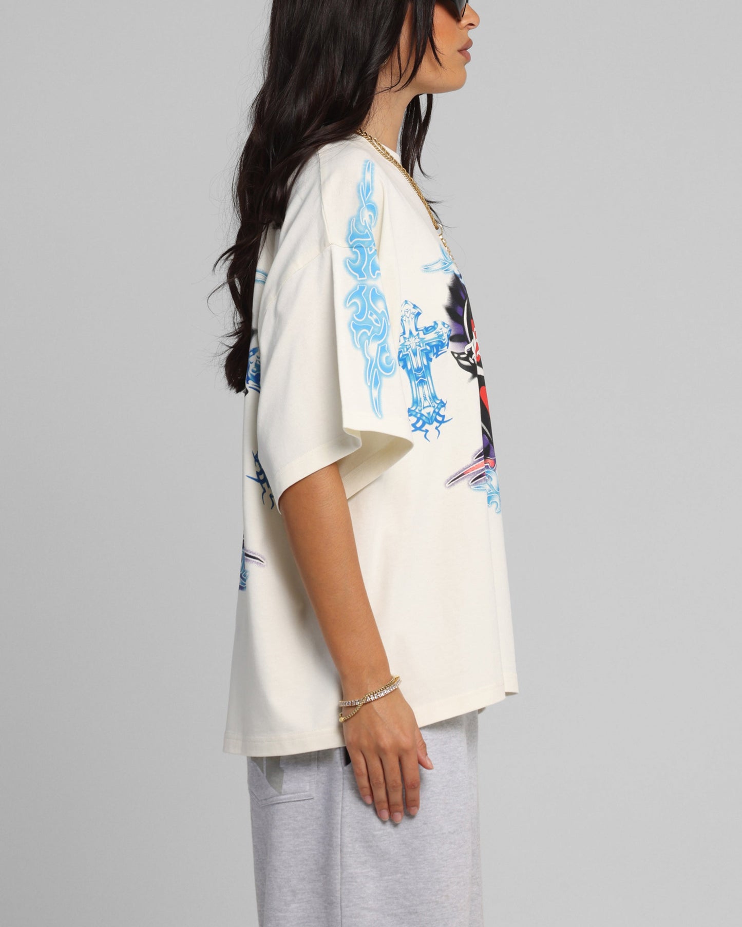 Loiter Hearts T-Shirt Off White Style001