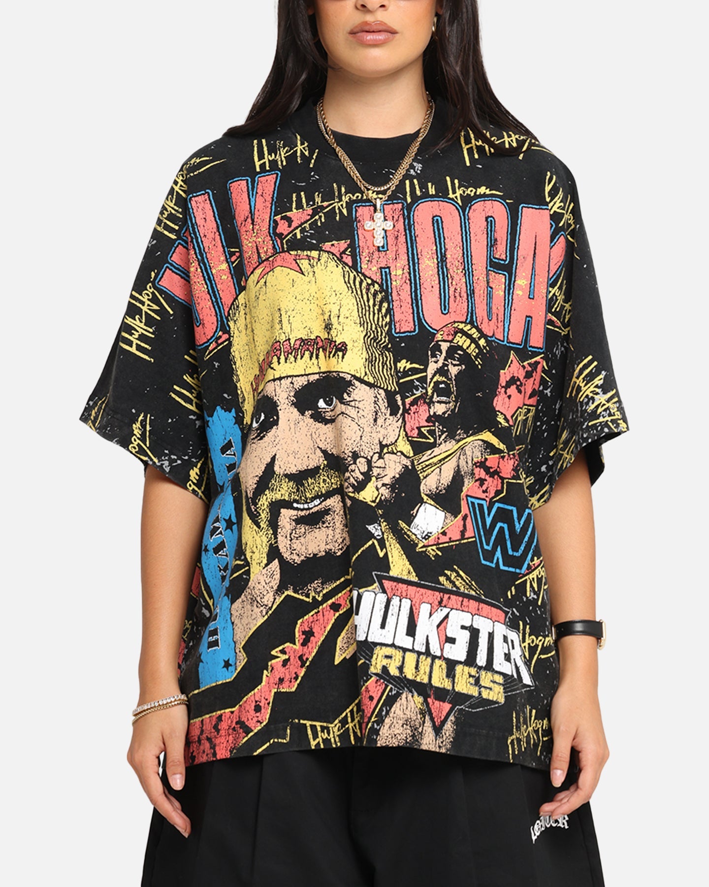 Culture Kings X WWE Hulk Hogan All Over Print T-Shirt Black Style001