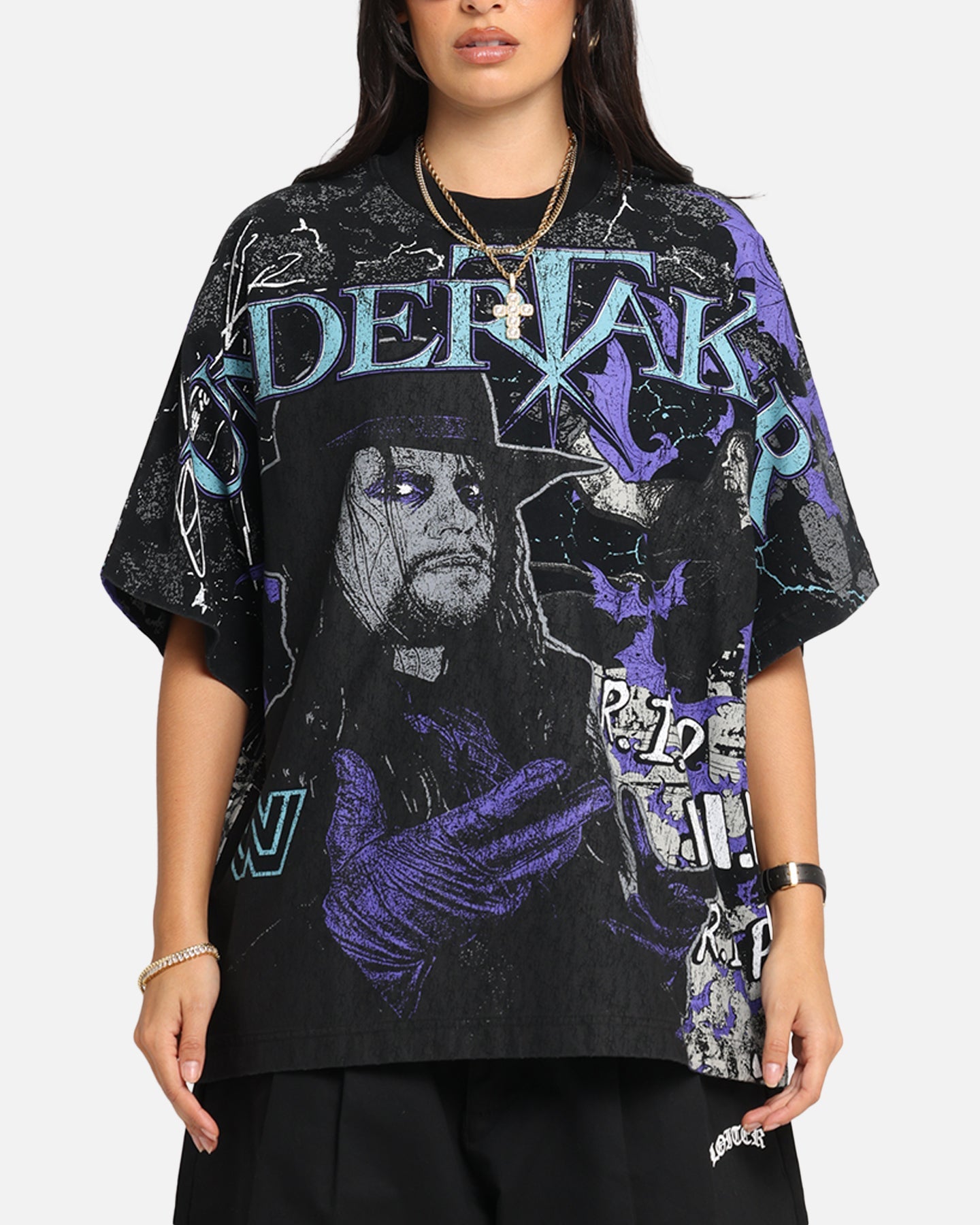 Culture Kings X WWE Undertaker All Over Print T-Shirt Black Style001