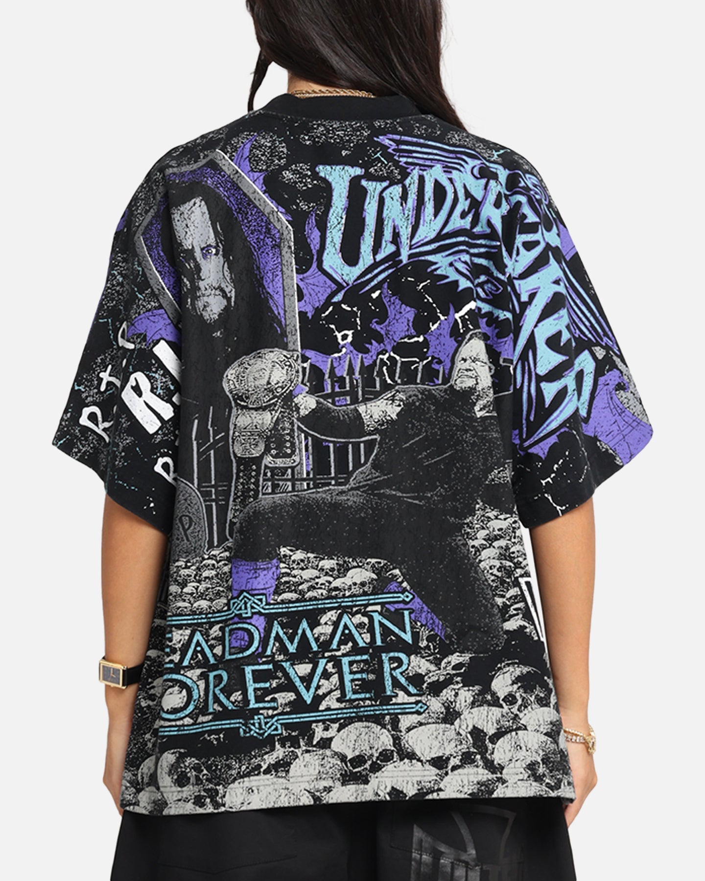 Culture Kings X WWE Undertaker All Over Print T-Shirt Black Style001
