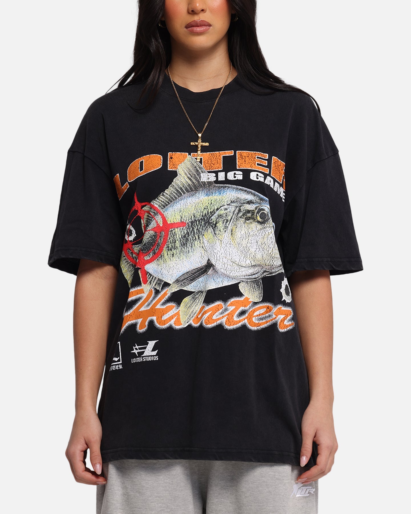 Loiter Big Game T-Shirt Black Acidwash Style001