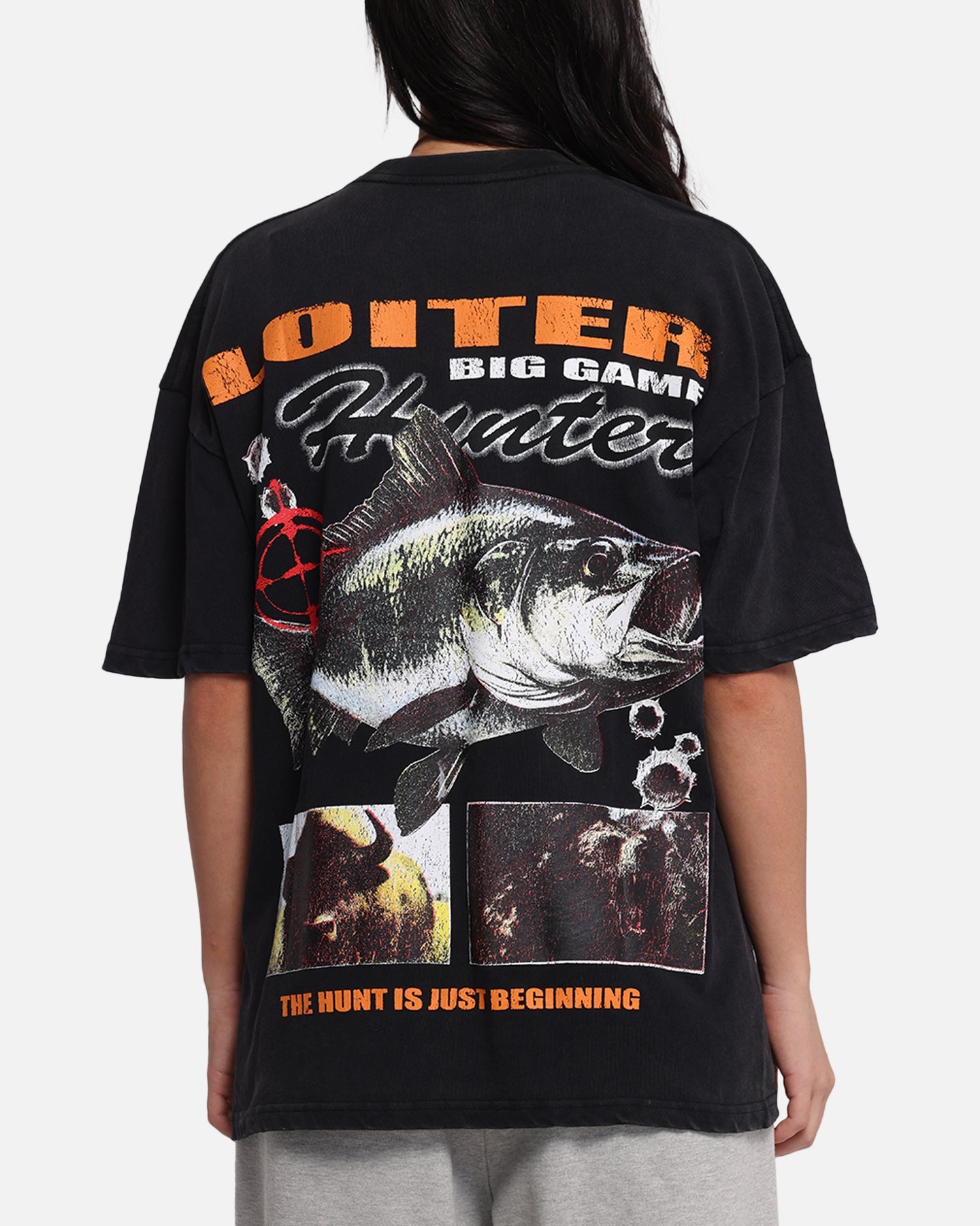 Loiter Big Game T-Shirt Black Acidwash Style001