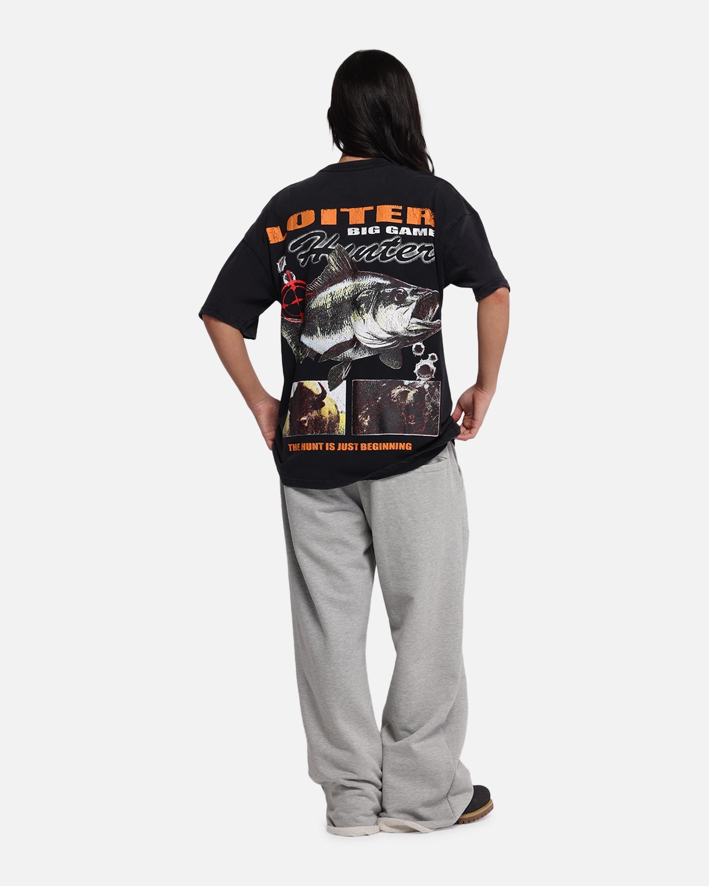 Loiter Big Game T-Shirt Black Acidwash Style001