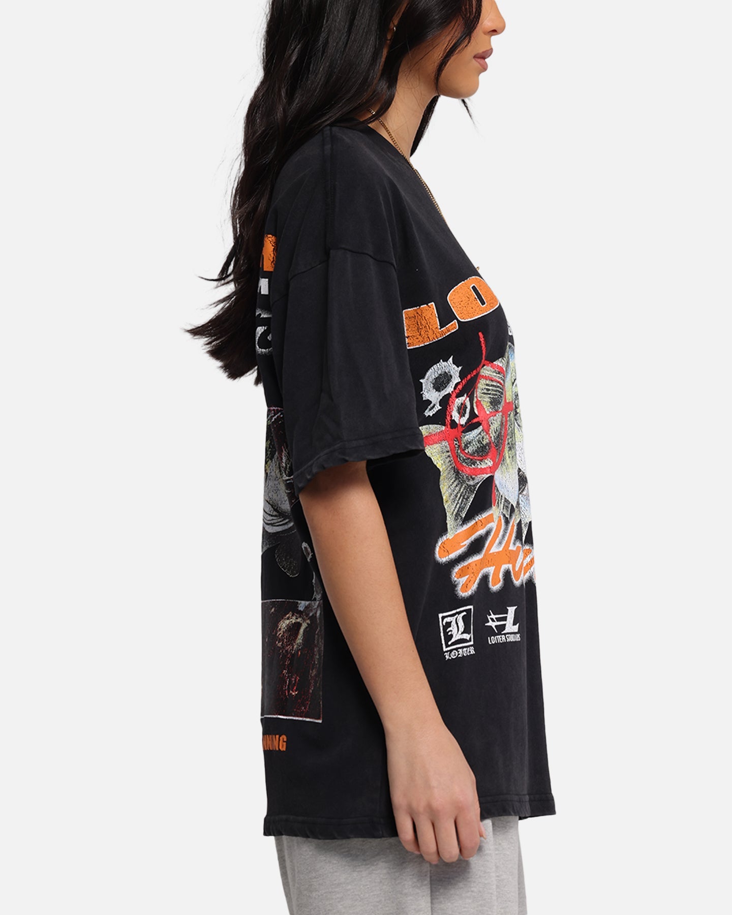 Loiter Big Game T-Shirt Black Acidwash Style001