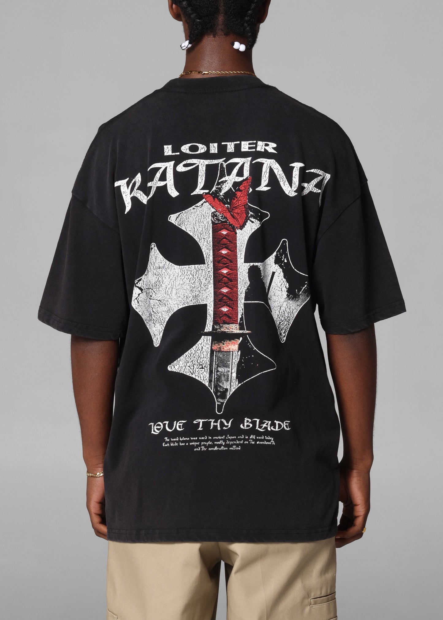 Loiter Katana Vintage T-Shirt Black Acidwash Style001