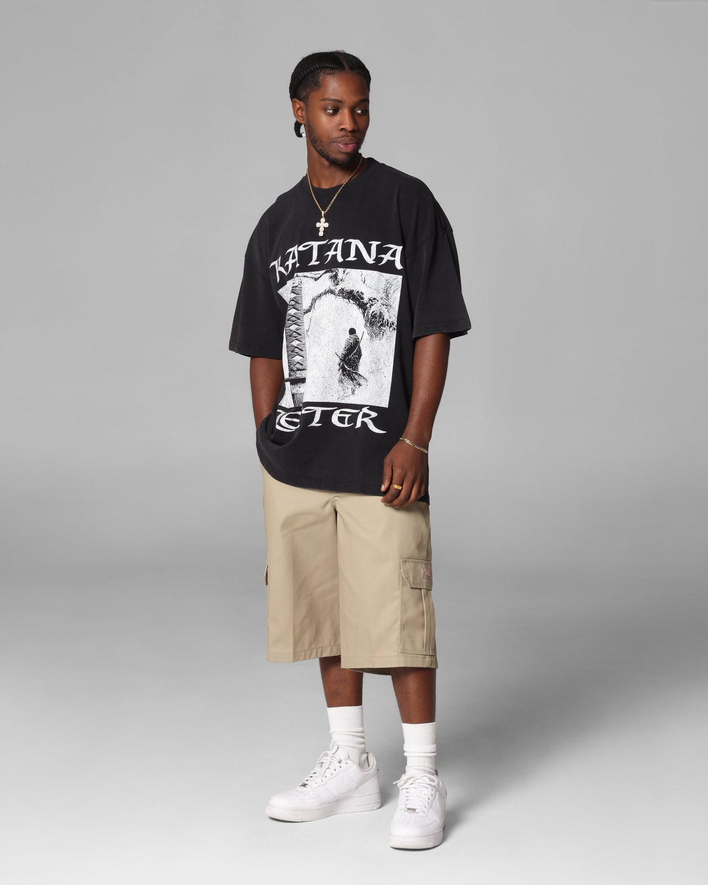 Loiter Katana Vintage T-Shirt Black Acidwash Style001