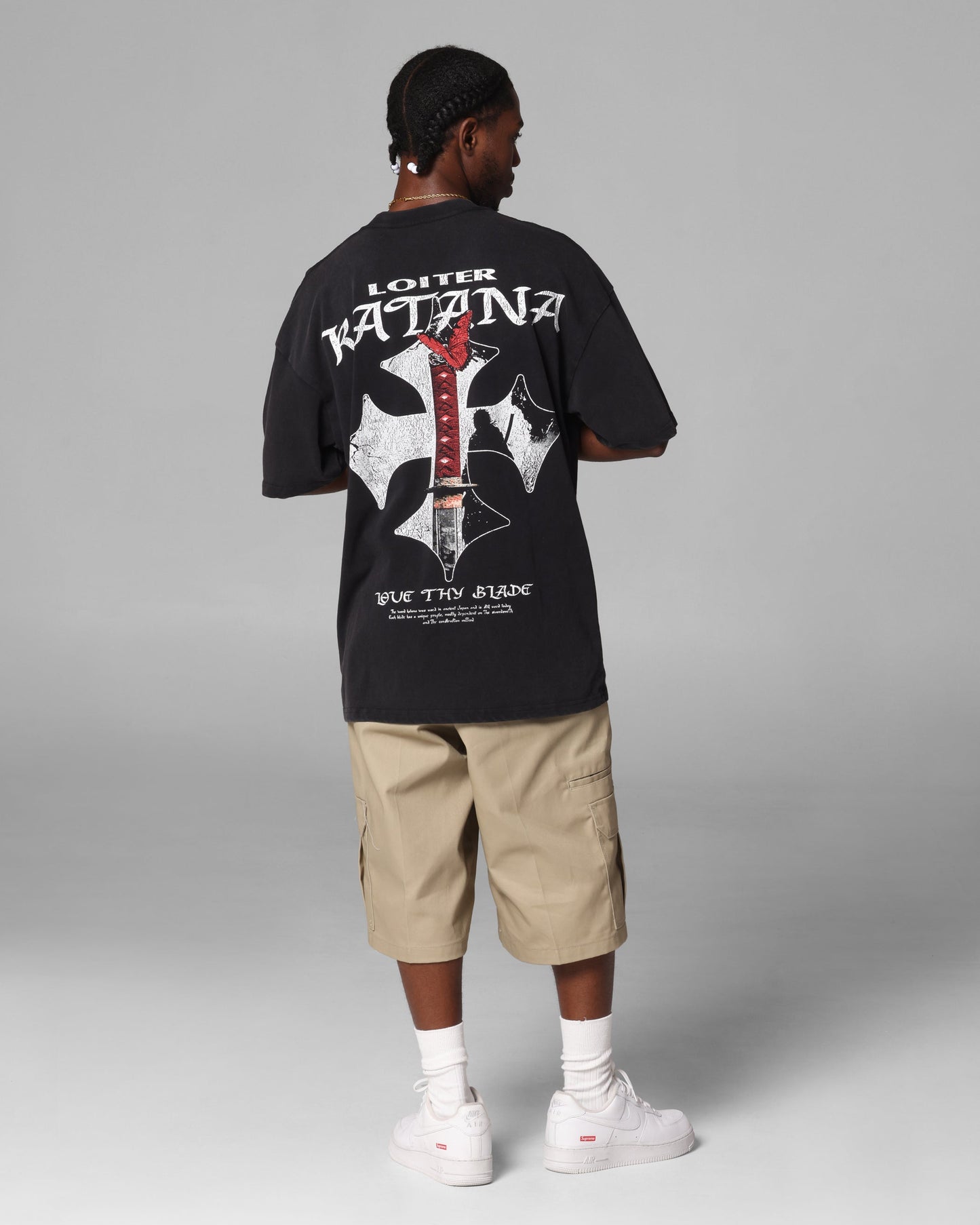Loiter Katana Vintage T-Shirt Black Acidwash Style001