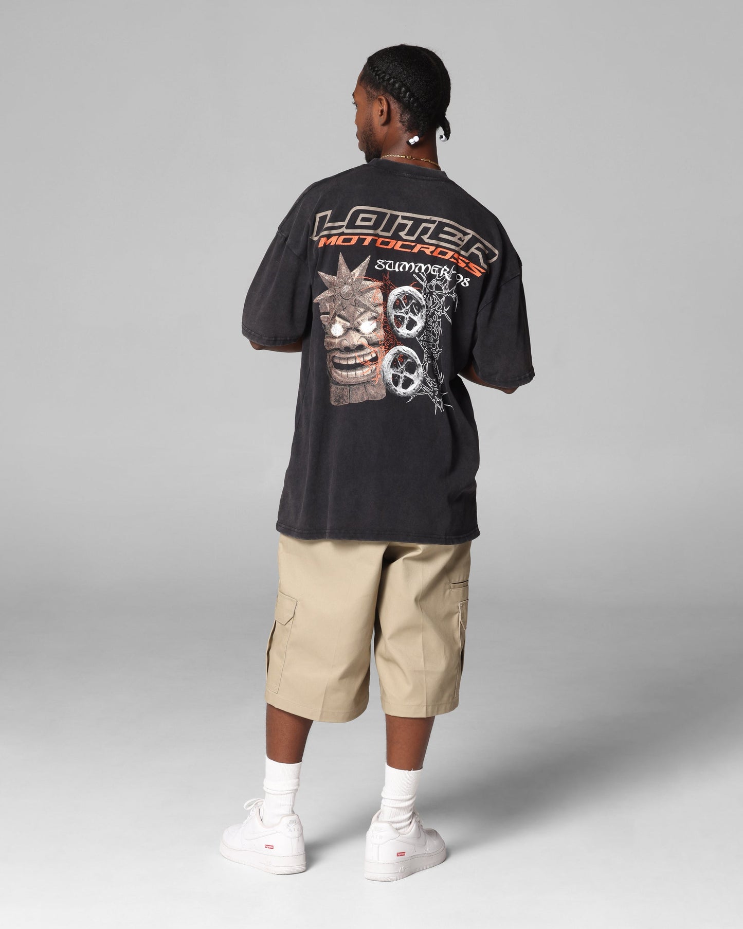 Loiter Summer Motocross T-Shirt Black Acidwash
