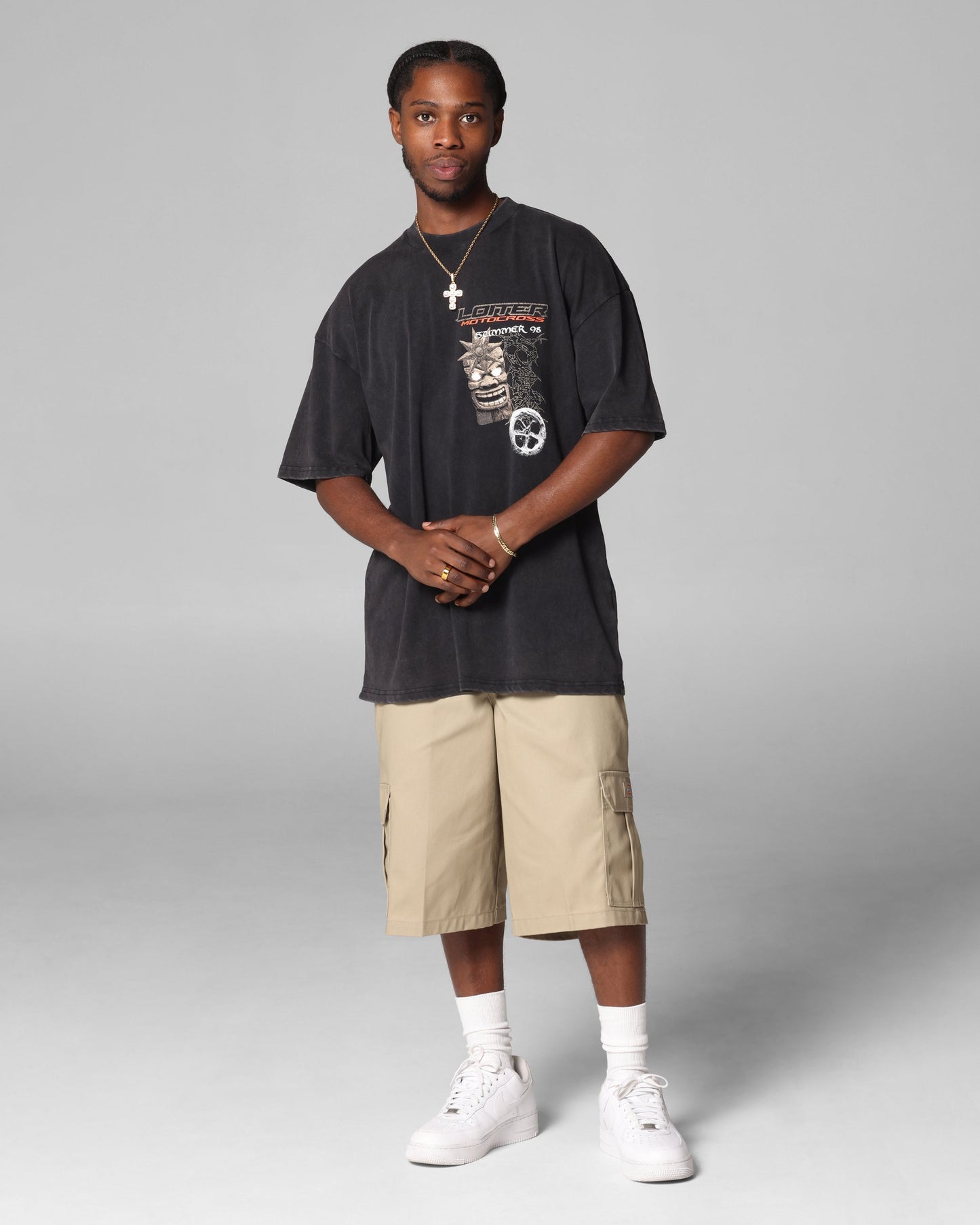 Loiter Summer Motocross T-Shirt Black Acidwash