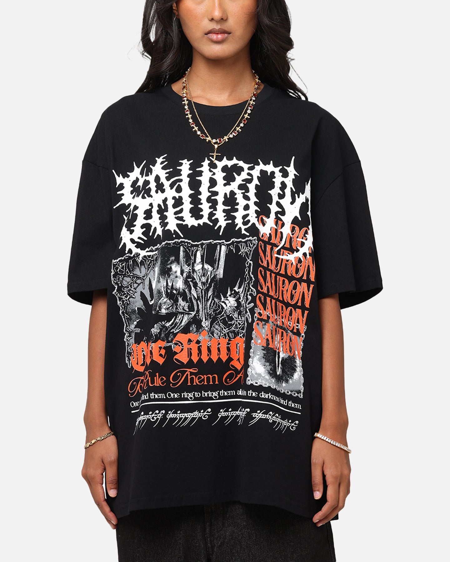American Thrift X The Lord Of The Rings Sauron Heavy T-Shirt Black Style001