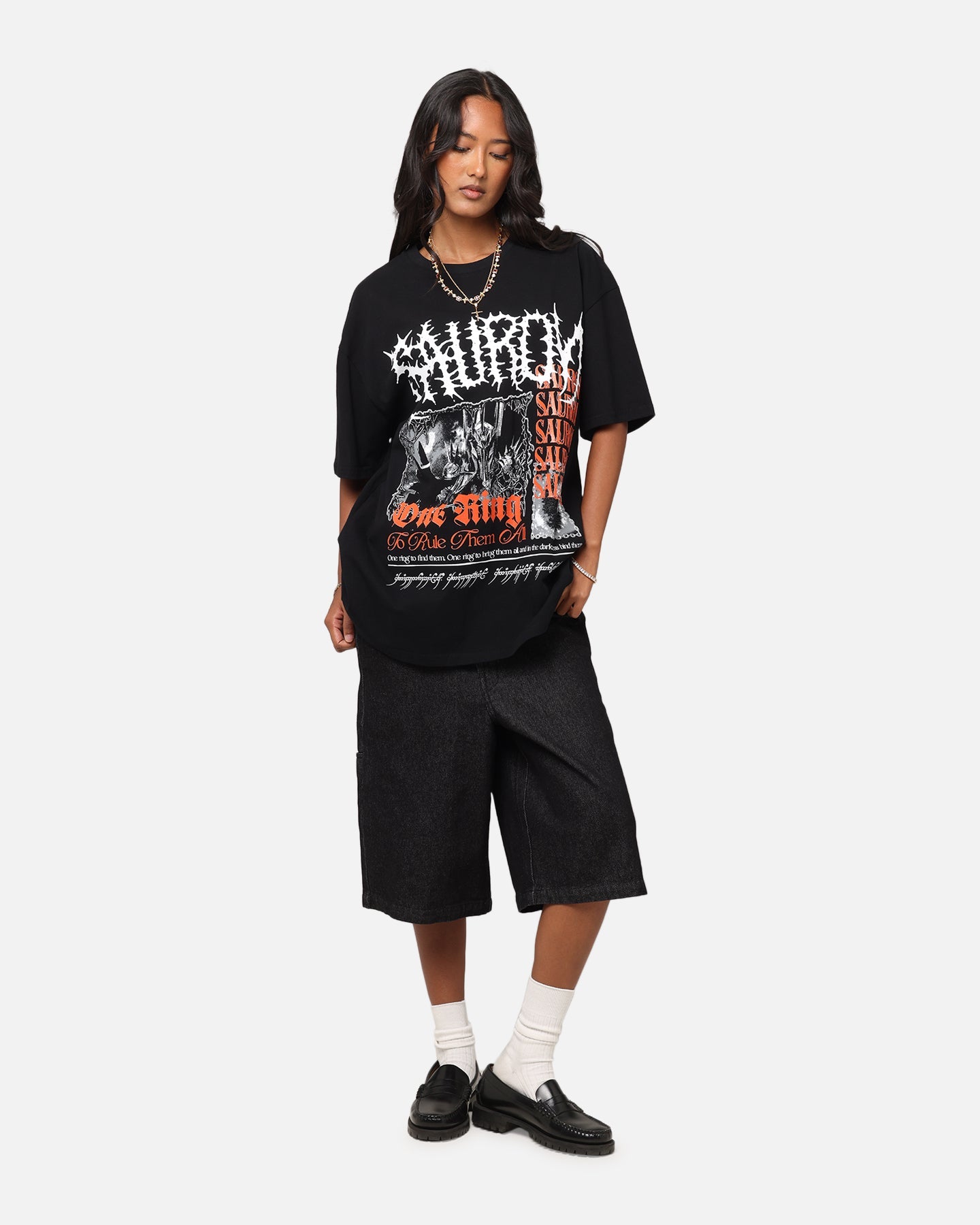 American Thrift X The Lord Of The Rings Sauron Heavy T-Shirt Black Style001