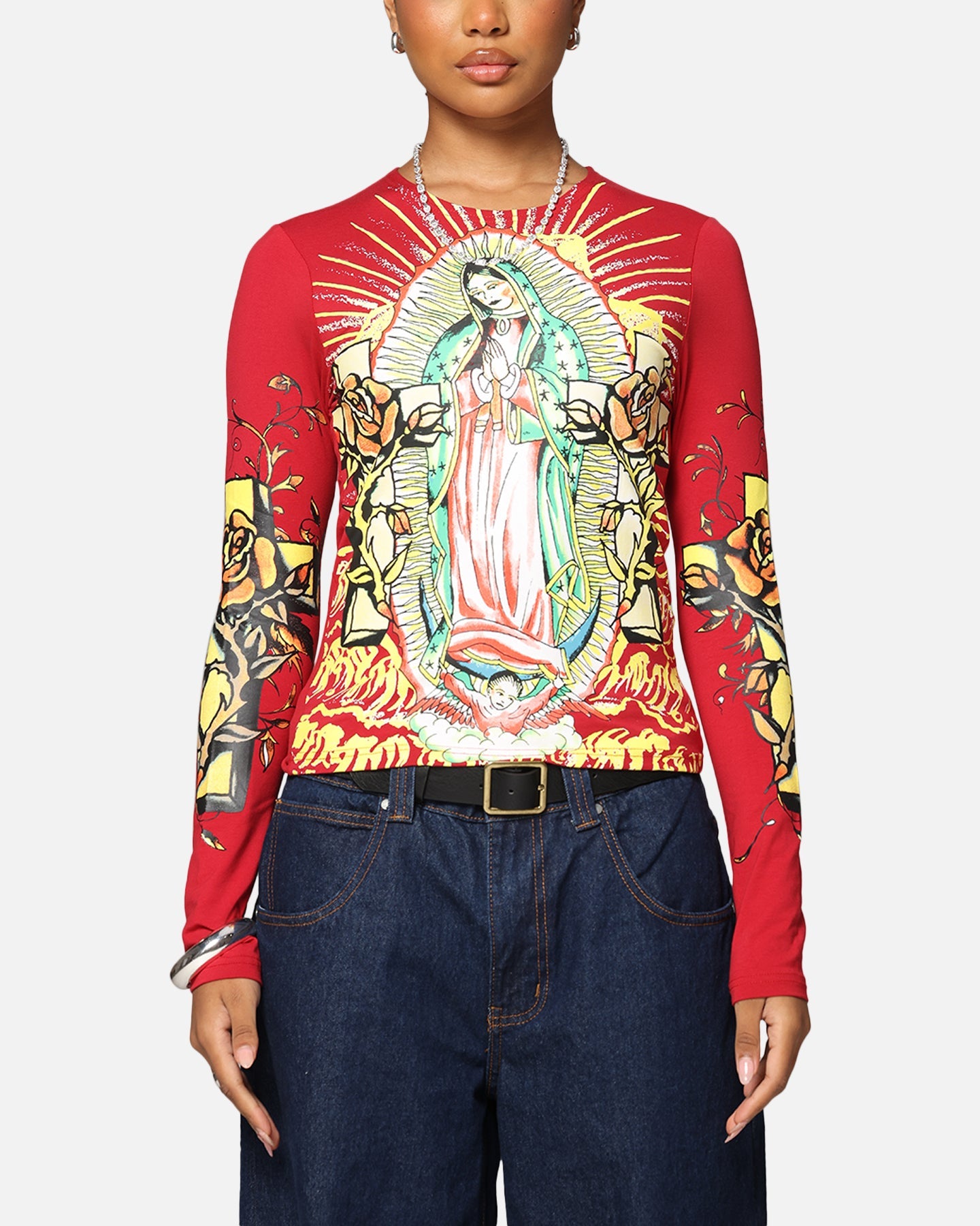 Ed Hardy Women's Divine Long Sleeve T-Shirt Red