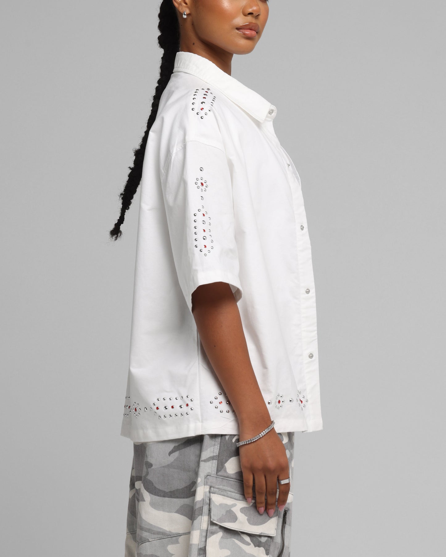 Loiter Western Button Up Shirt Cream Style001