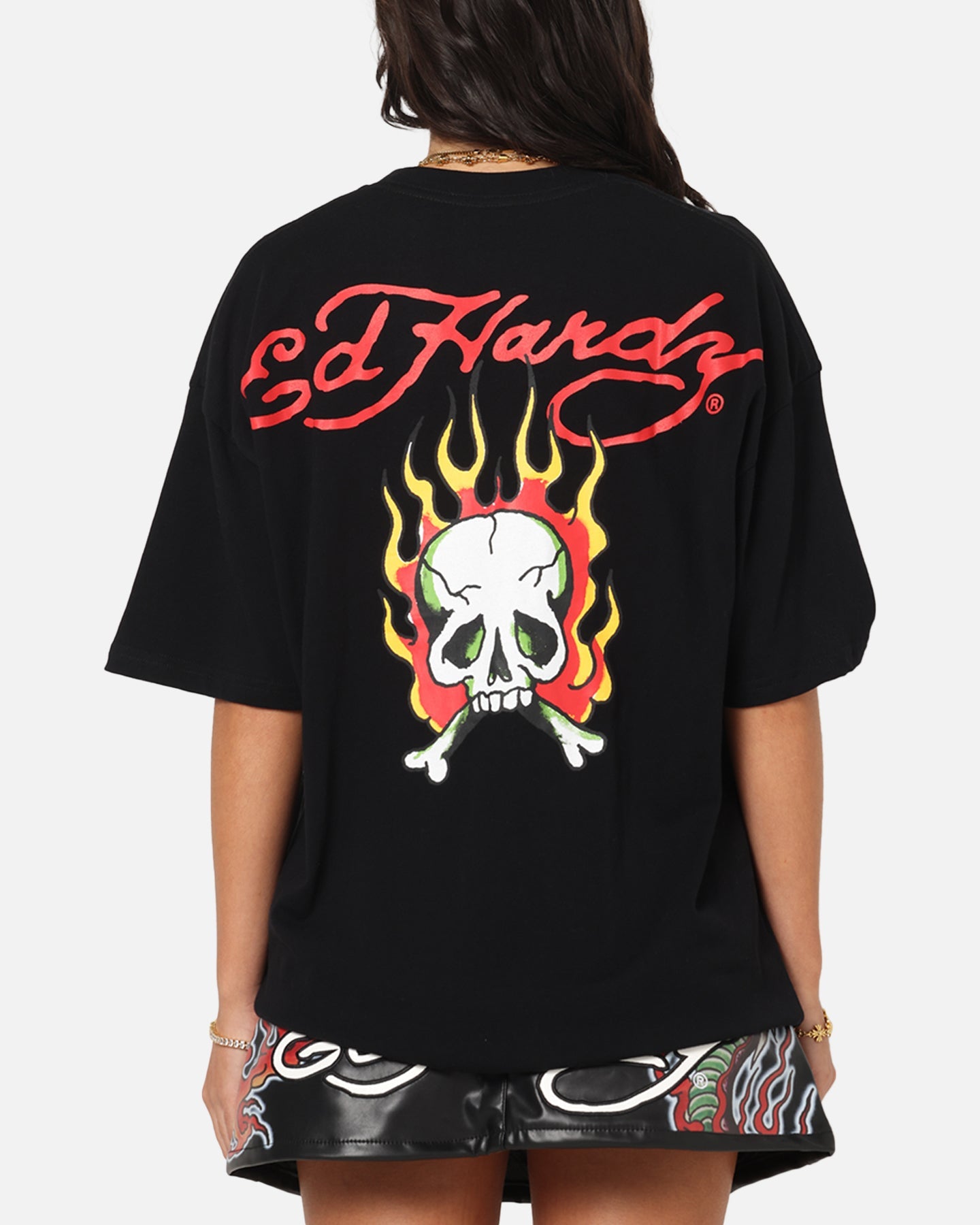 Ed Hardy Flaming Skull T-Shirt Black Style001