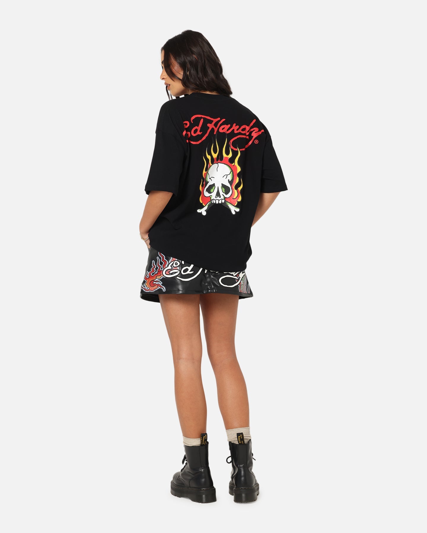 Ed Hardy Flaming Skull T-Shirt Black Style001