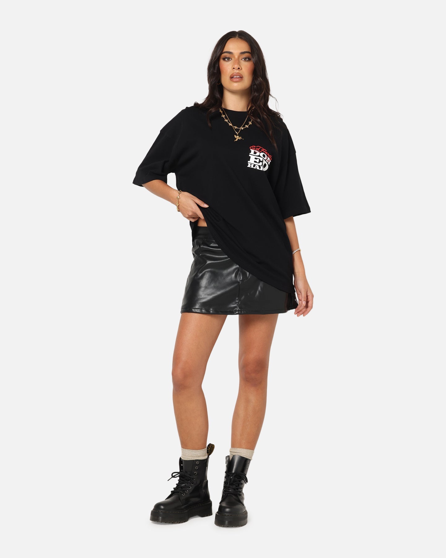 Ed Hardy Flaming Skull T-Shirt Black Style001