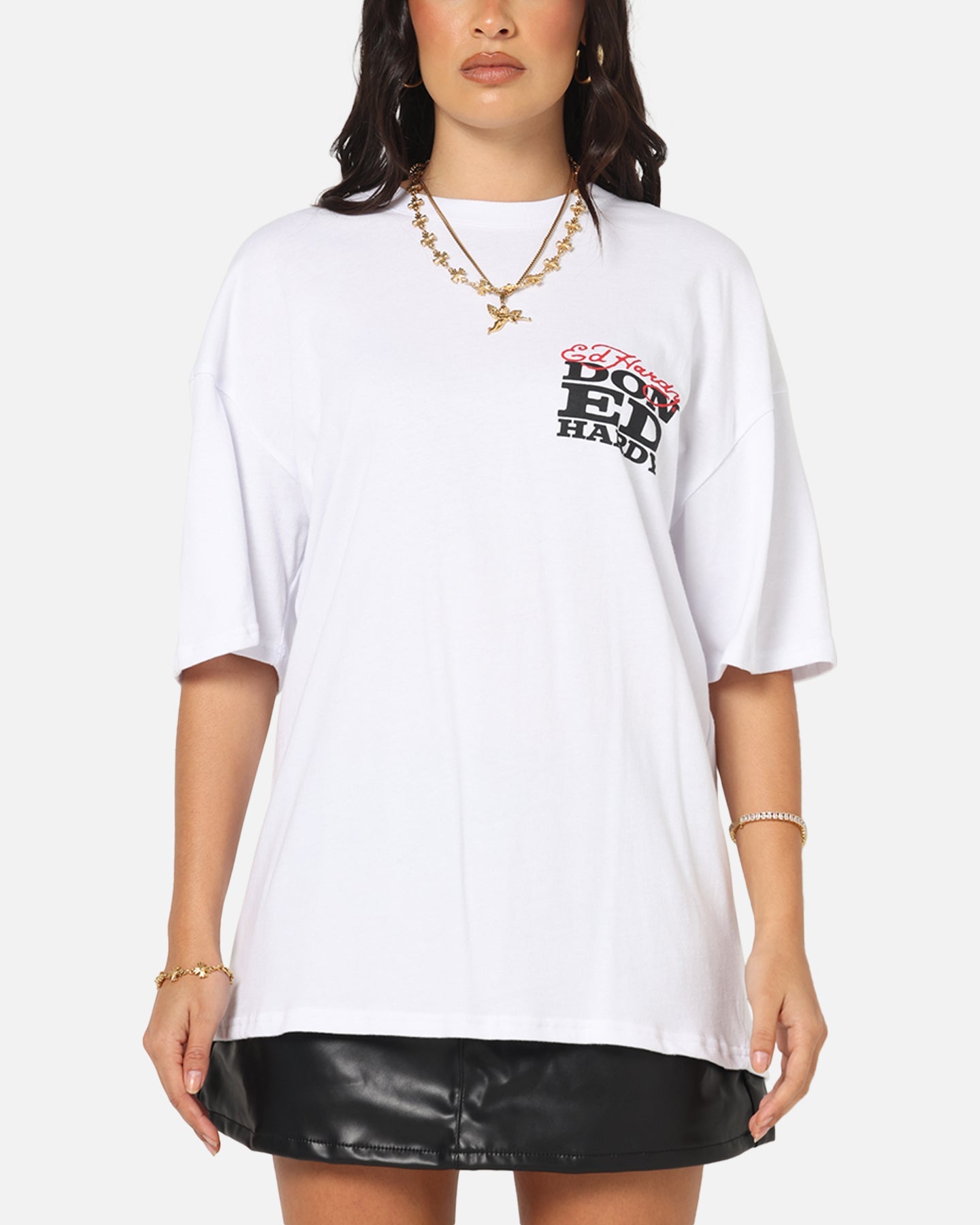 Ed Hardy Flaming Skull T-Shirt White Style001