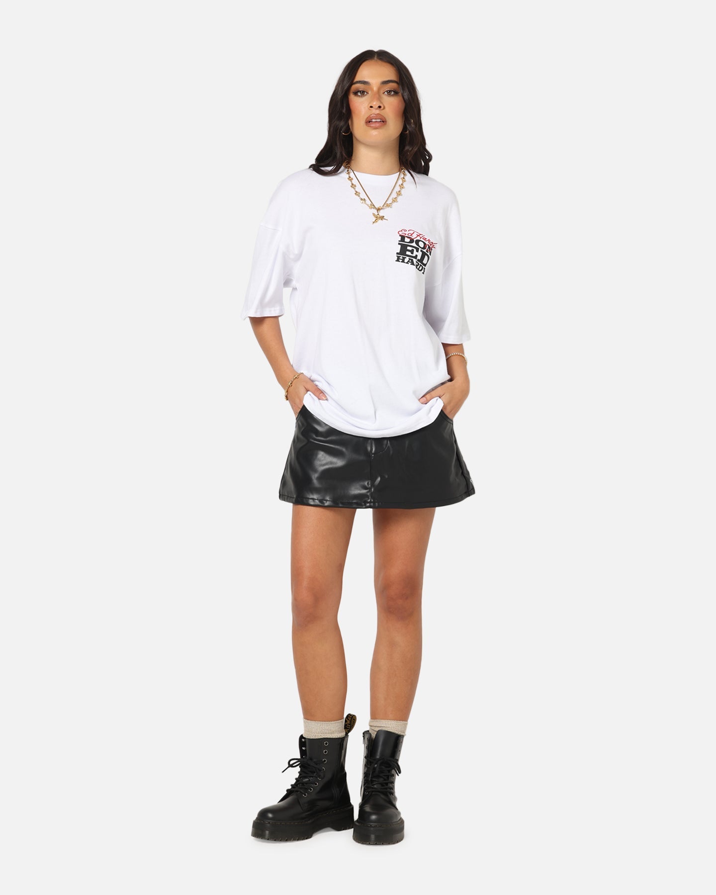 Ed Hardy Flaming Skull T-Shirt White Style001