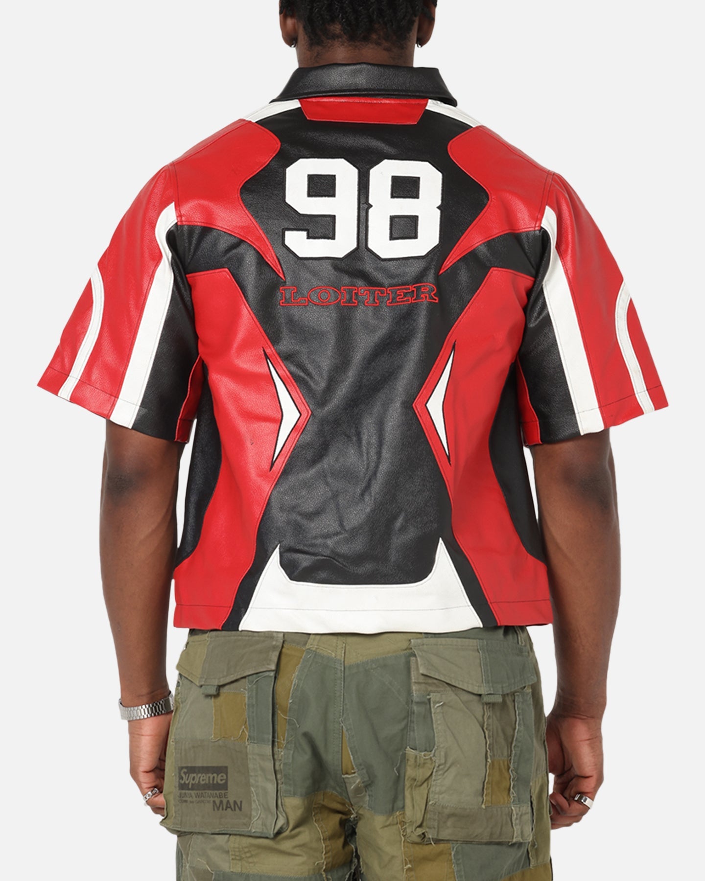 Loiter Racer Vegan Leather Shirt Red/Black