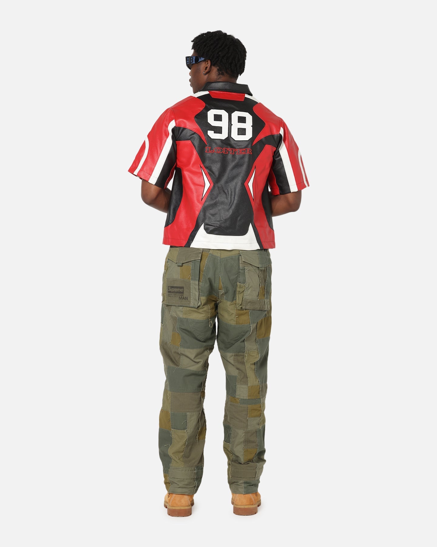 Loiter Racer Vegan Leather Shirt Red/Black