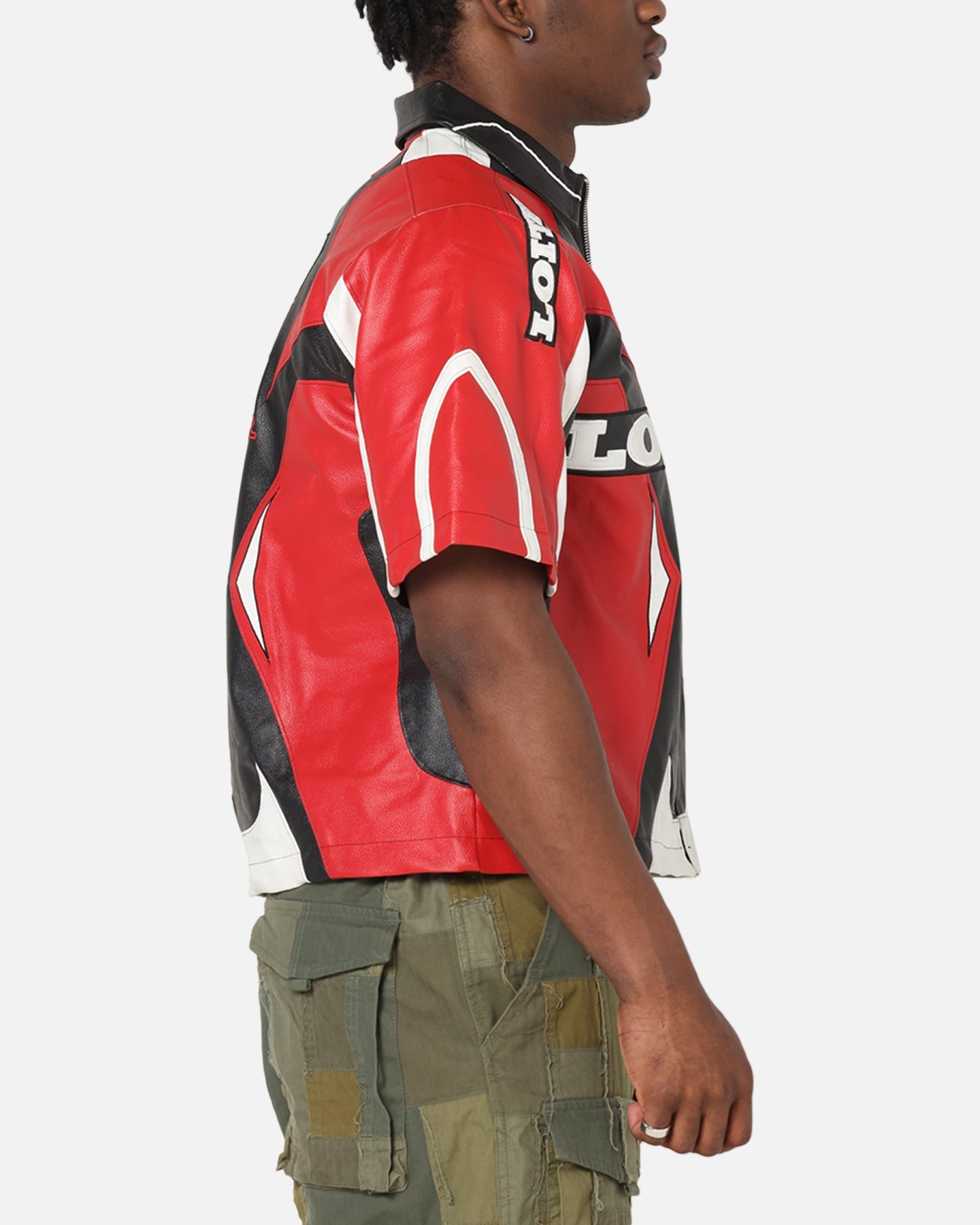 Loiter Racer Vegan Leather Shirt Red/Black